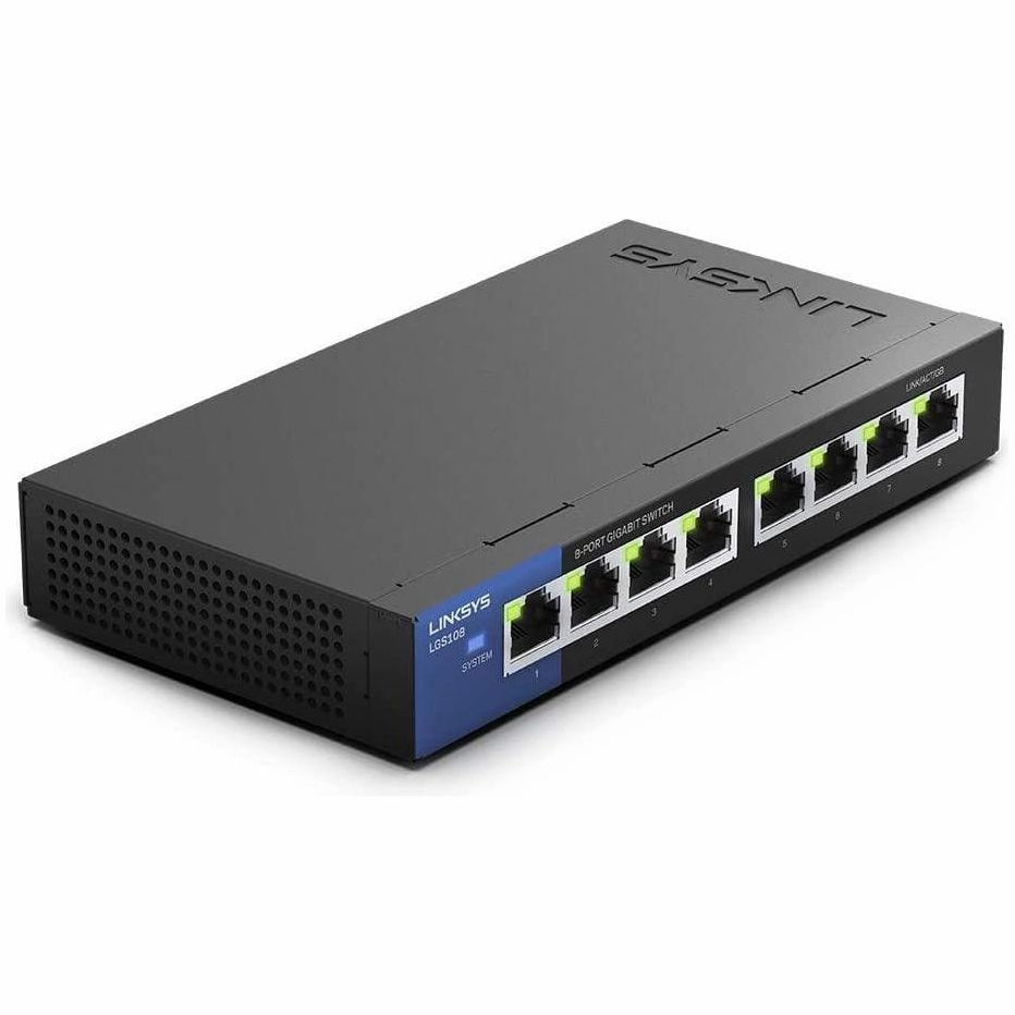Linksys LGS108 8 Port Gigabit Unmanaged Network Switch - Home & Office Ethernet Switch Hub with Metal Housing - Wall Mount or Desktop Ethernet Splitter, Easy Plug & Play Connection computer accessories, buy computer parts, usb c hub for laptop