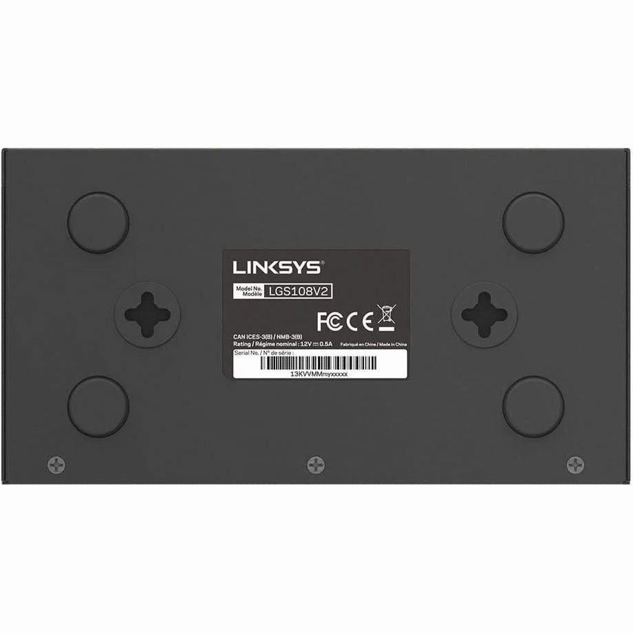 Linksys LGS108 8 Port Gigabit Unmanaged Network Switch - Home & Office Ethernet Switch Hub with Metal Housing - Wall Mount or Desktop Ethernet Splitter, Easy Plug & Play Connection