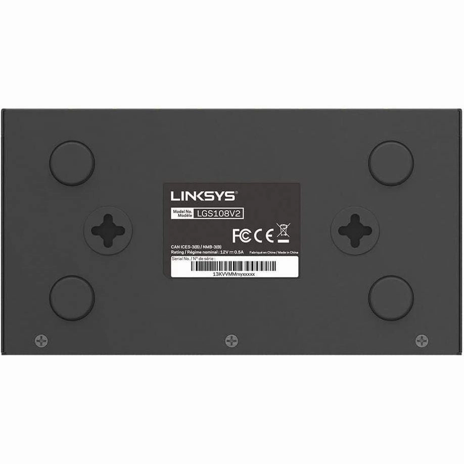 Linksys LGS108 8 Port Gigabit Unmanaged Network Switch - Home & Office Ethernet Switch Hub with Metal Housing - Wall Mount or Desktop Ethernet Splitter, Easy Plug & Play Connection