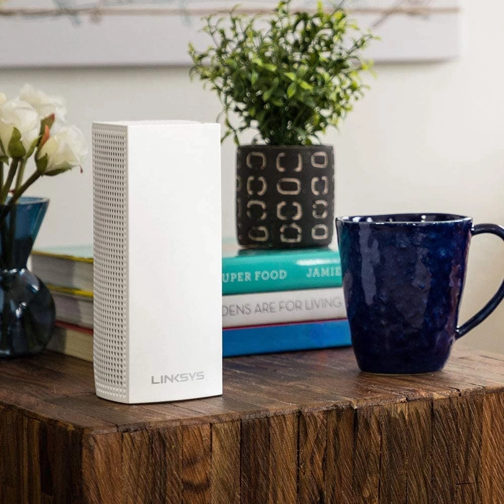 Linksys Velop WHW0301 Tri-Band Whole Home Mesh WiFi 5 System (AC2200) WiFi Router, Extender & Booster up to 2000 sq ft Coverage for 20  Devices with 2 Gigabit Ethernet Ports, MU-MIMO - 1 Pack, White