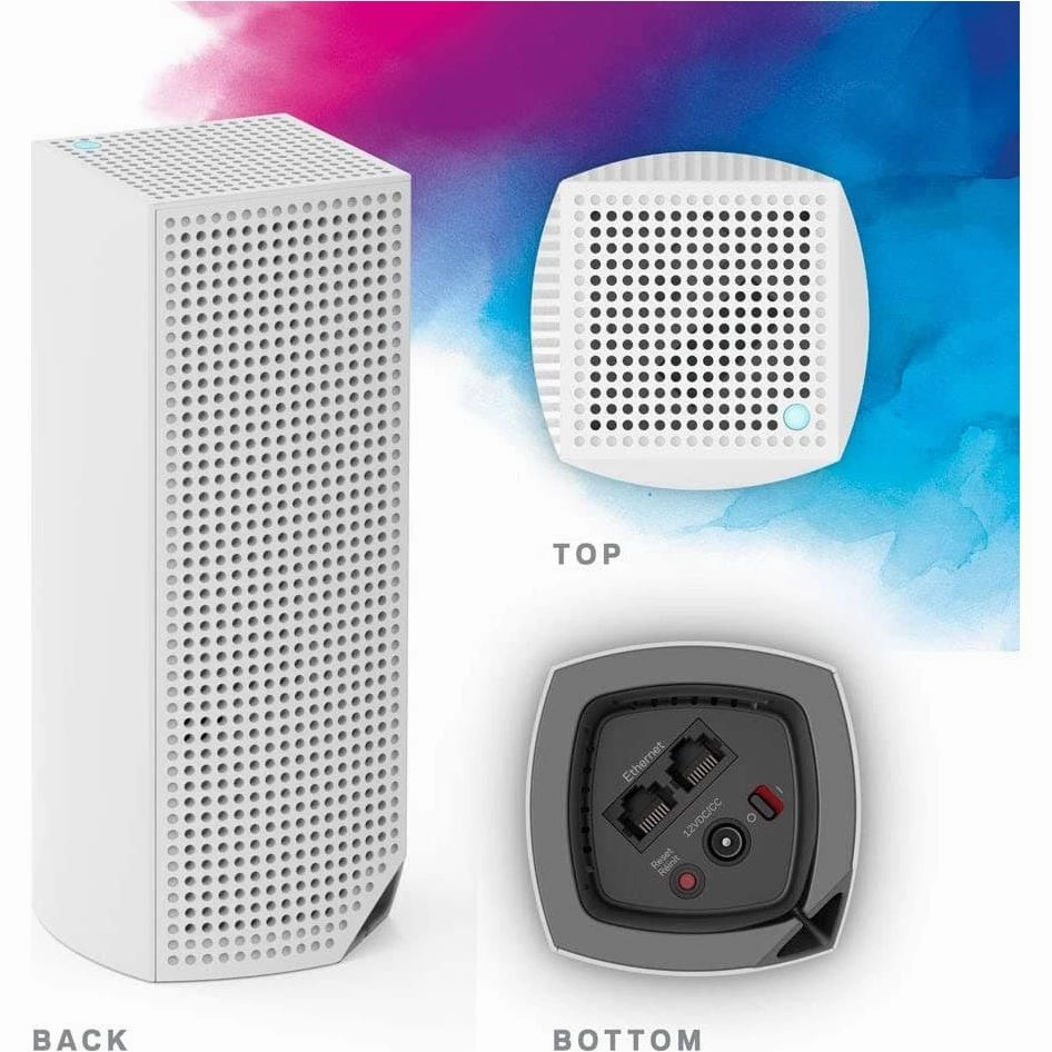 Linksys Velop WHW0301 Tri-Band Whole Home Mesh WiFi 5 System (AC2200) WiFi Router, Extender & Booster up to 2000 sq ft Coverage for 20  Devices with 2 Gigabit Ethernet Ports, MU-MIMO - 1 Pack, White