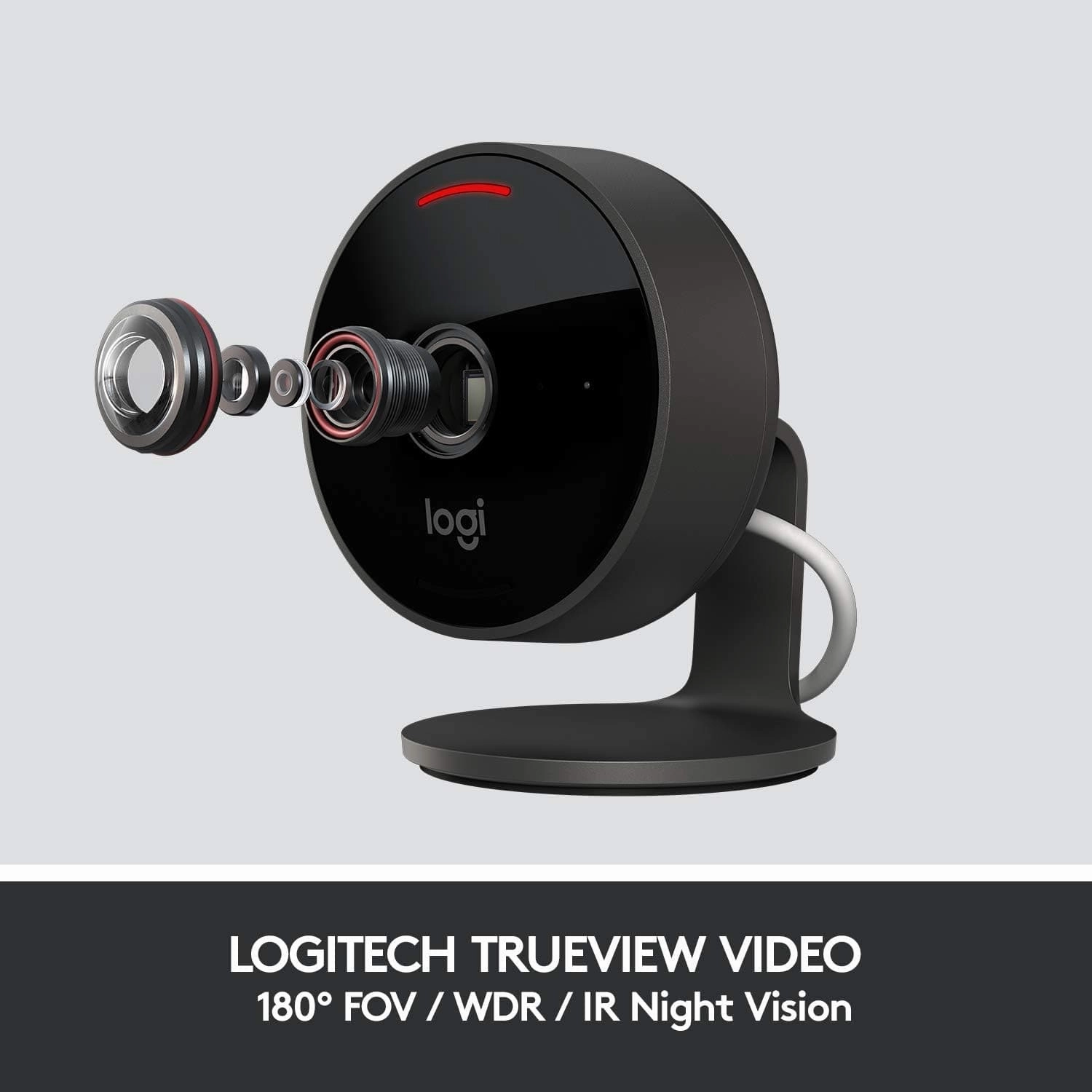 Logitech 961-000490 Circle View Weatherproof Wired Home Security Camera TrueView Video, 180 Wide Angle, 1080p HD, Night Vision, 2-Way Audio, Encrypted and Apple HomeKit Secure Video - Black