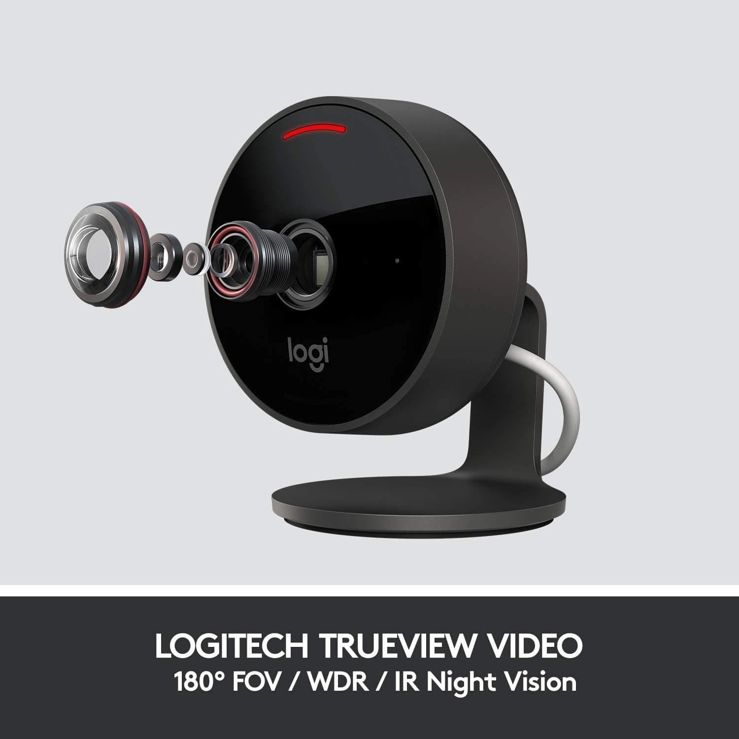 Logitech 961-000490 Circle View Weatherproof Wired Home Security Camera TrueView Video, 180 Wide Angle, 1080p HD, Night Vision, 2-Way Audio, Encrypted and Apple HomeKit Secure Video - Black