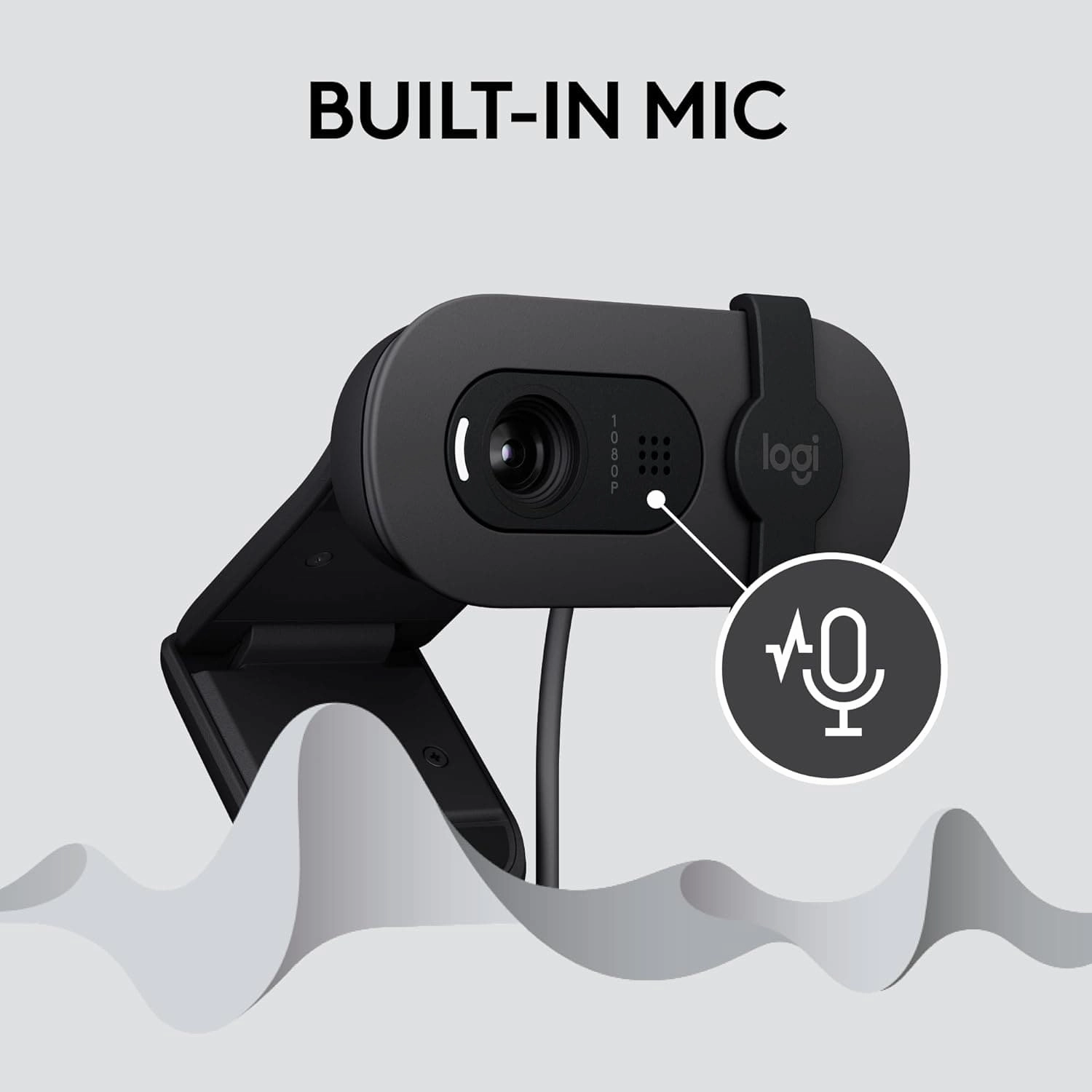 Logitech Brio 100 Full HD Webcam for Meetings and Streaming, Auto-Light Balance, Built-In Mic, Privacy Shutter, USB-A, for Microsoft Teams, Google Meet, Zoom and More - Graphite