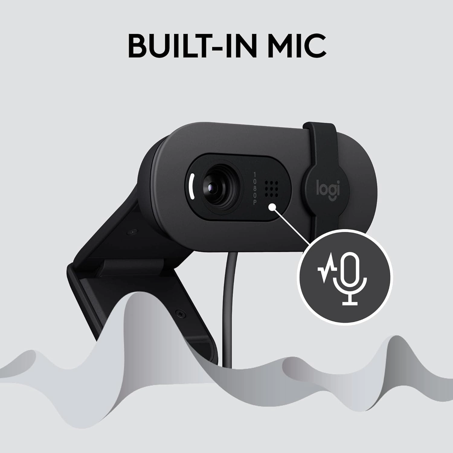Logitech Brio 100 Full HD Webcam for Meetings and Streaming, Auto-Light Balance, Built-In Mic, Privacy Shutter, USB-A, for Microsoft Teams, Google Meet, Zoom and More - Graphite