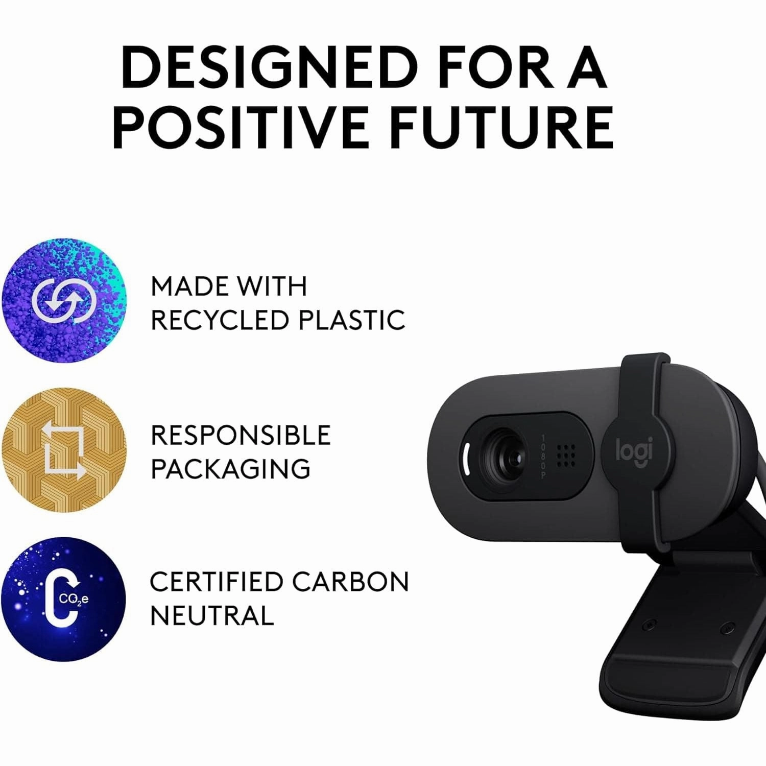 Logitech Brio 100 Full HD Webcam for Meetings and Streaming, Auto-Light Balance, Built-In Mic, Privacy Shutter, USB-A, for Microsoft Teams, Google Meet, Zoom and More - Graphite