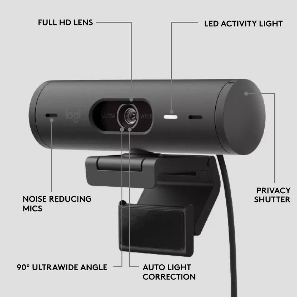 LOGITECH Brio 500 Full HD Webcam - Graphite