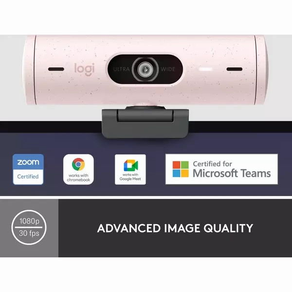 LOGITECH Brio 500 Full HD Webcam - Rose Pink