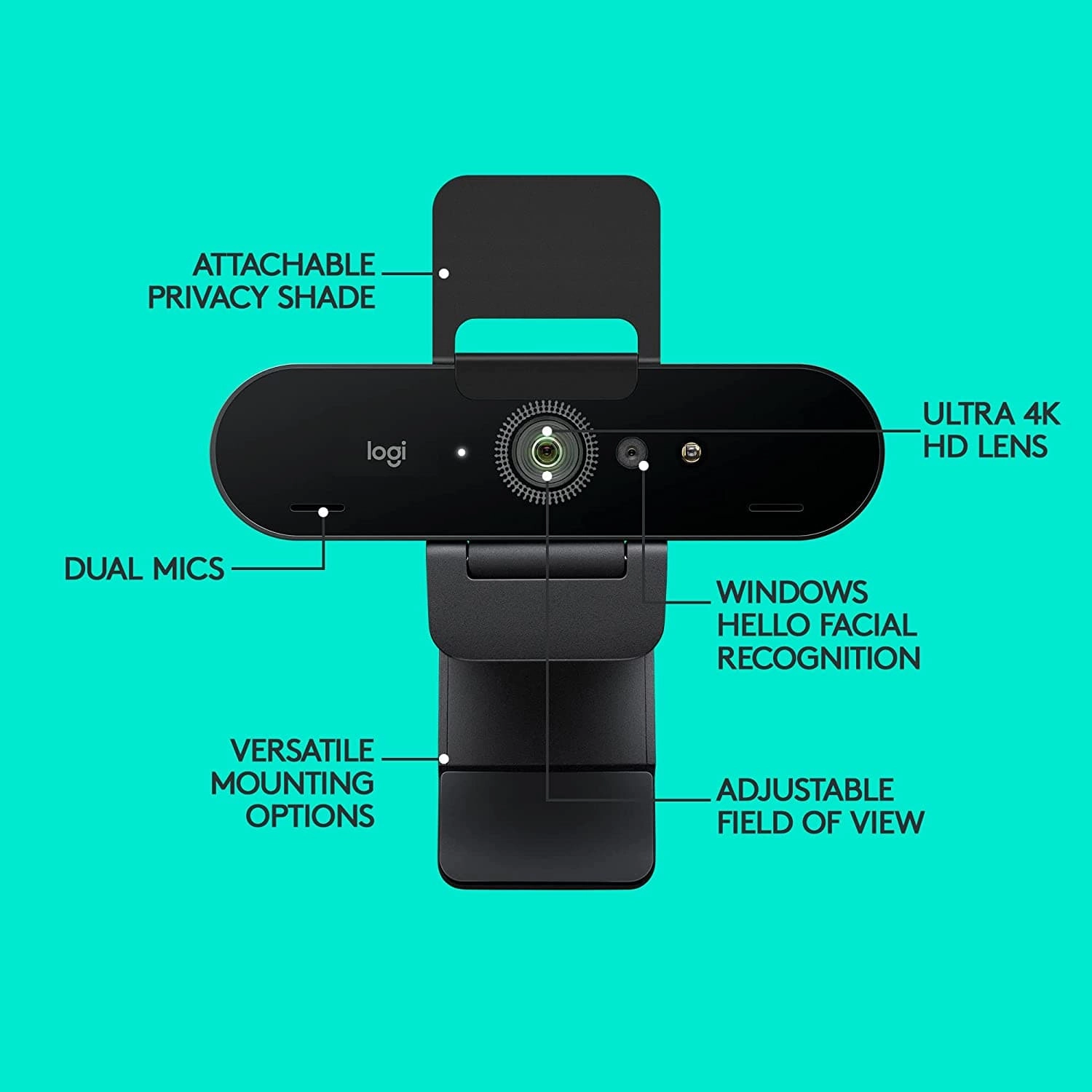 Logitech Brio Stream Webcam - Ultra 4K HD Video - Black