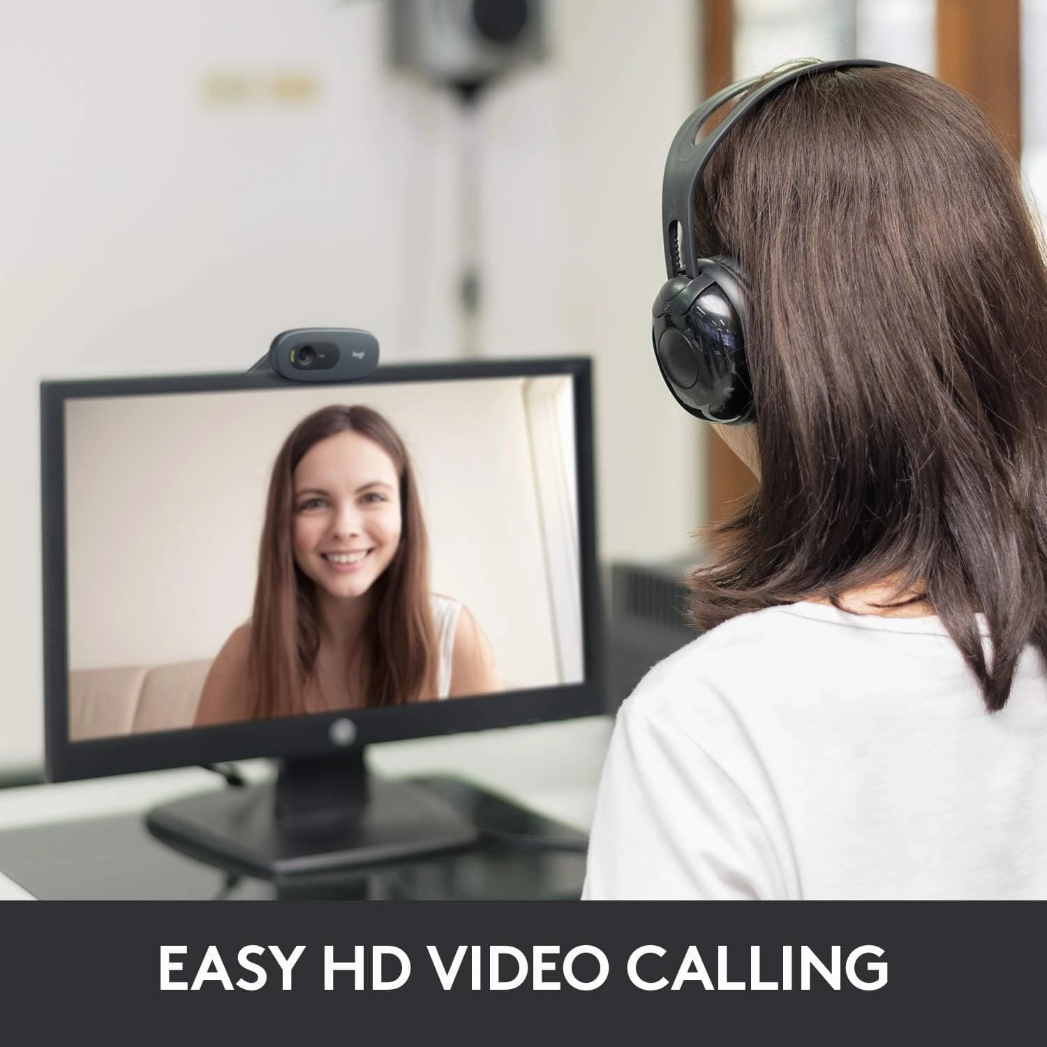 Logitech C270 HD Webcam, HD 720p/30fps, Widescreen HD Video Calling, HD Light Correction