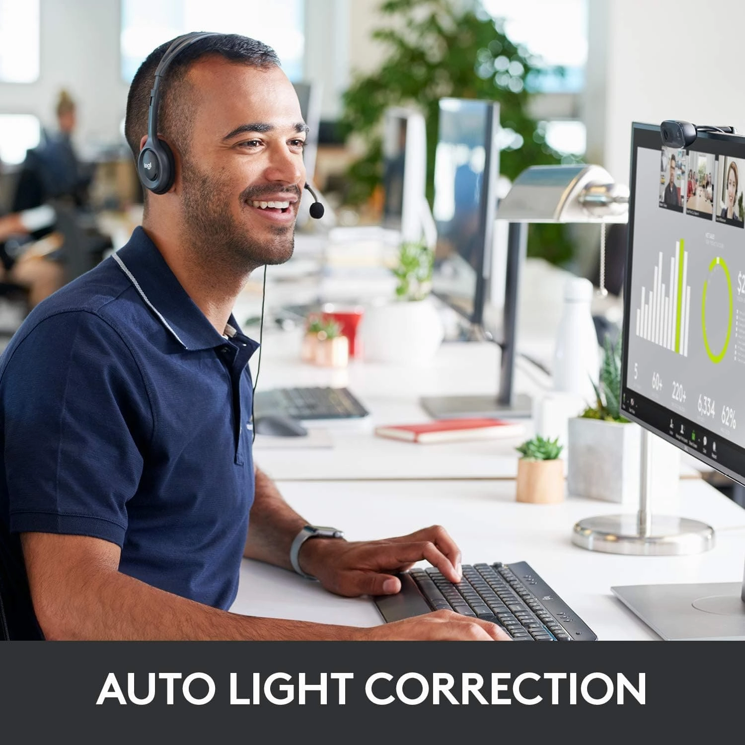 Logitech C270 HD Webcam, HD 720p/30fps, Widescreen HD Video Calling, HD Light Correction