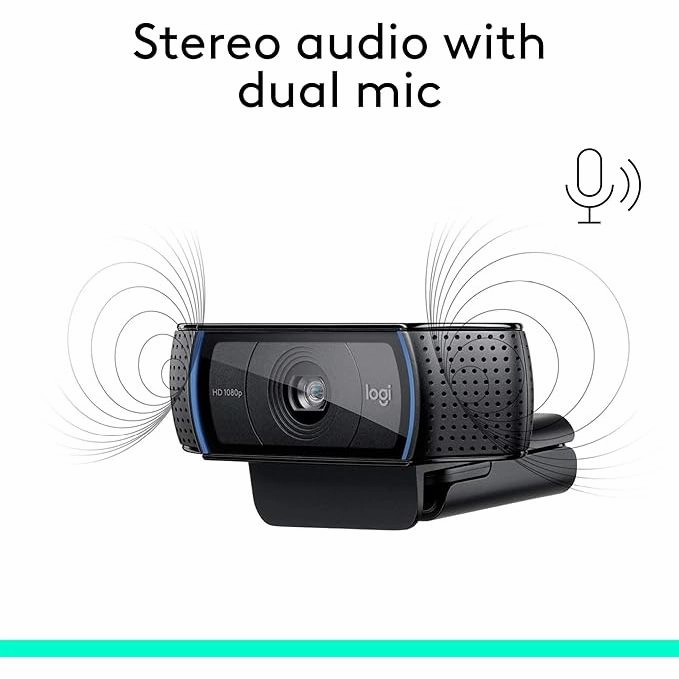 Logitech C920 HD Pro Webcam  1080p/30fps, Stereo Audio, Light Correction, PC/Mac Compatible - Black