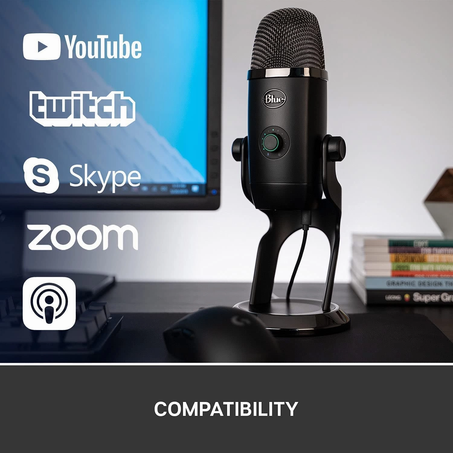 Logitech for Creators Blue Microphones Yeti x Professional USB Microphone - Black