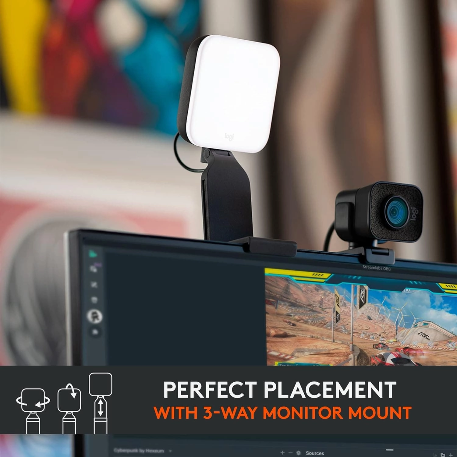 Logitech for Creators Litra Glow Premium LED Streaming Light with TrueSoft - For Video Conferencing, Zoom Meetings, Adjustable Mount and Desktop App Control for PC/Mac - Graphite