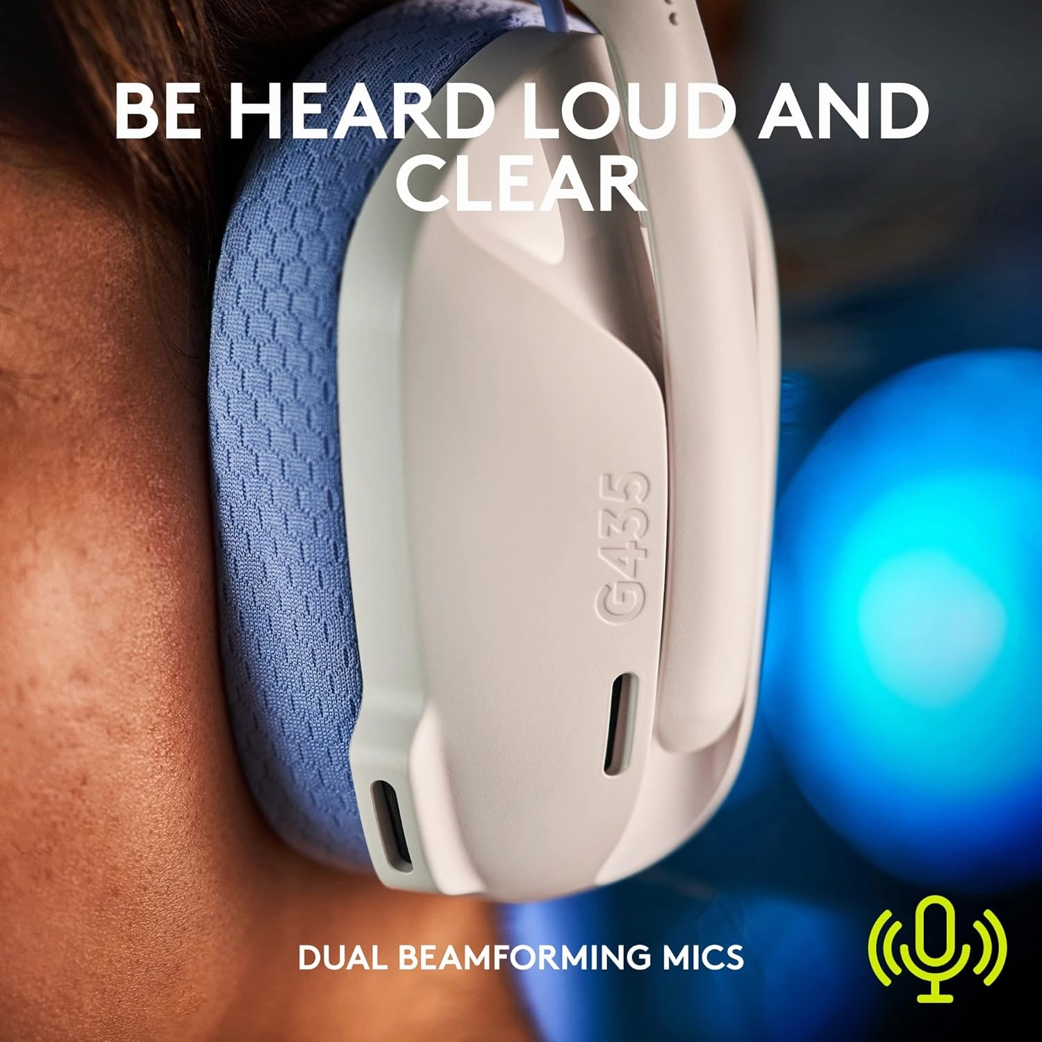 Logitech G435 LIGHTSPEED & Bluetooth Wireless Gaming Headset - Ultra Lightweight 165g over-ear headphones, built-in mics, 18h battery, compatible with Dolby Atmos, PC, PS4, PS5, Mobile - White