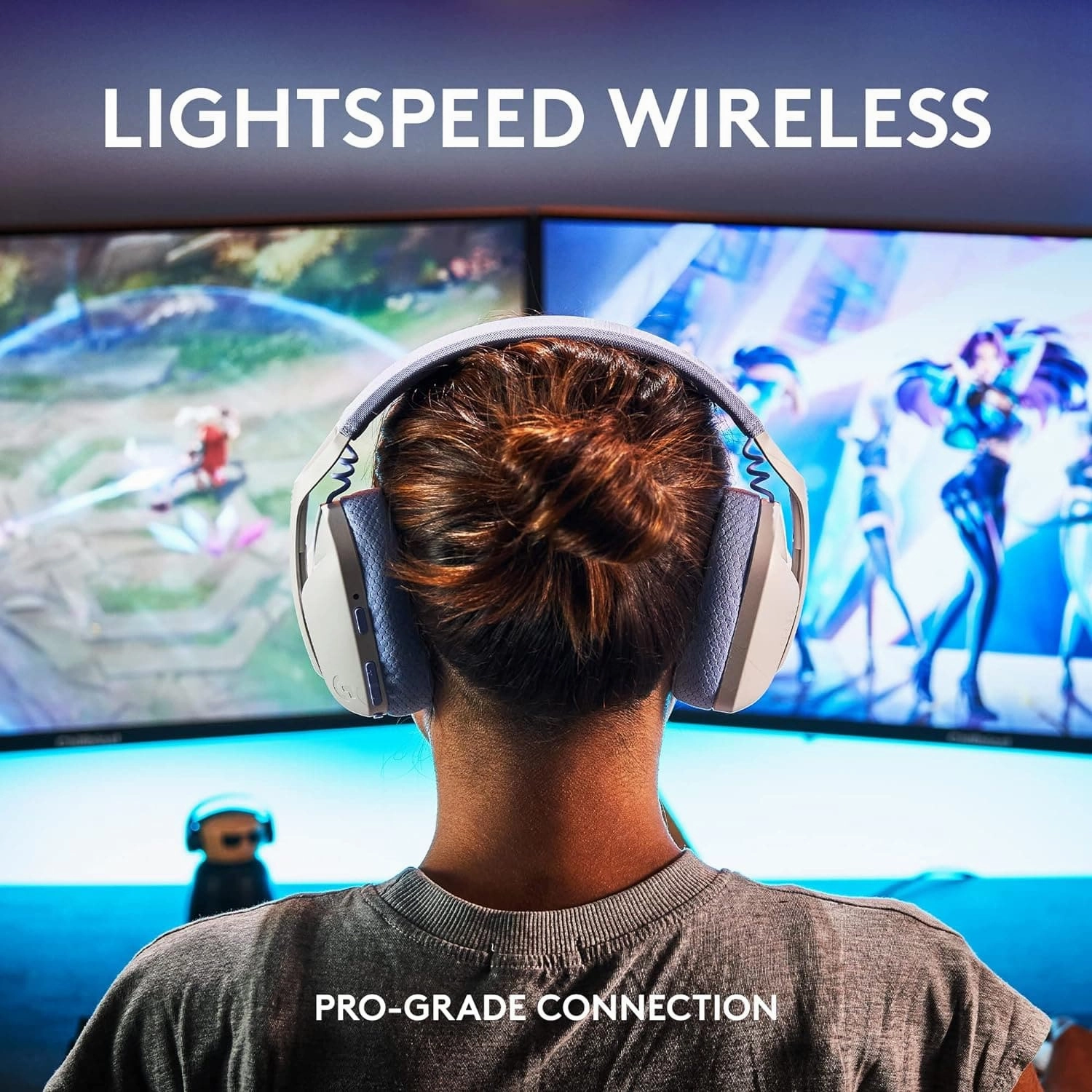 Logitech G435 LIGHTSPEED & Bluetooth Wireless Gaming Headset - Ultra Lightweight 165g over-ear headphones, built-in mics, 18h battery, compatible with Dolby Atmos, PC, PS4, PS5, Mobile - White