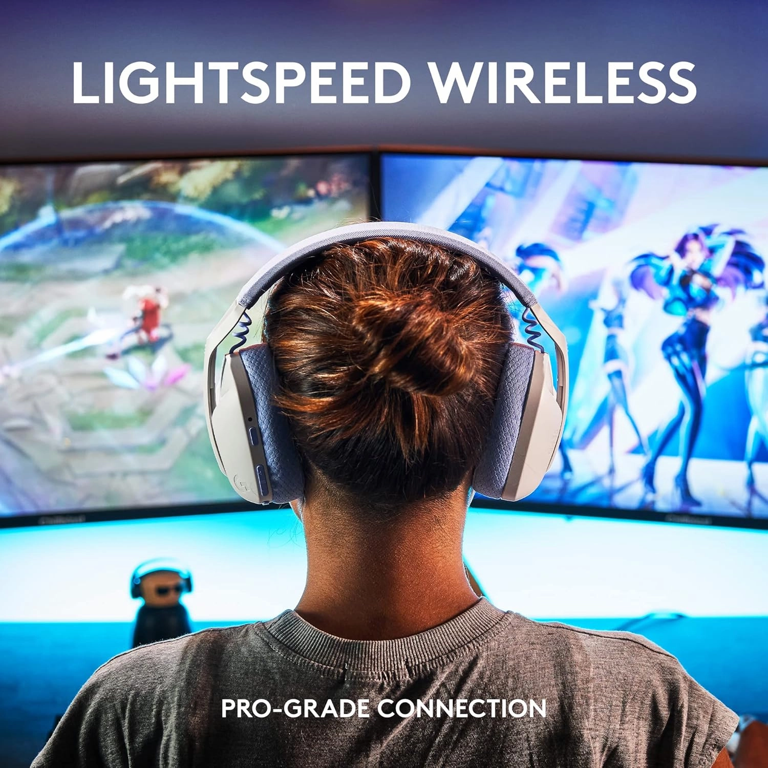 Logitech G435 LIGHTSPEED & Bluetooth Wireless Gaming Headset - Ultra Lightweight 165g over-ear headphones, built-in mics, 18h battery, compatible with Dolby Atmos, PC, PS4, PS5, Mobile - White