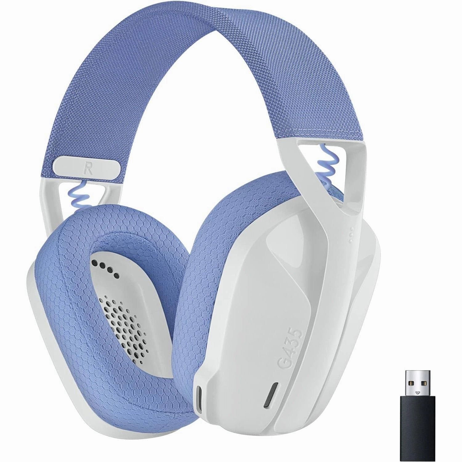 Logitech G435 LIGHTSPEED & Bluetooth Wireless Gaming Headset - Ultra Lightweight 165g over-ear headphones, built-in mics, 18h battery, compatible with Dolby Atmos, PC, PS4, PS5, Mobile - White bluetooth headphones, cheap wireless headphones, headphones