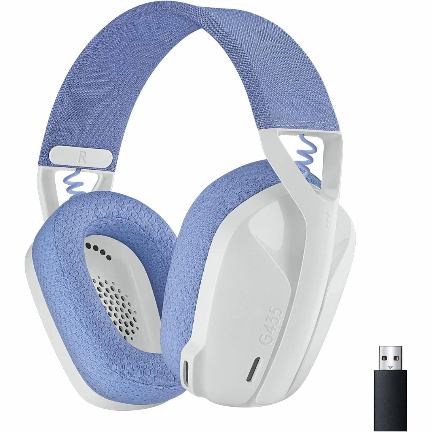 Logitech G435 LIGHTSPEED & Bluetooth Wireless Gaming Headset - Ultra Lightweight 165g over-ear headphones, built-in mics, 18h battery, compatible with Dolby Atmos, PC, PS4, PS5, Mobile - White earbuds and headphones, true wireless earbuds, noise cancel
