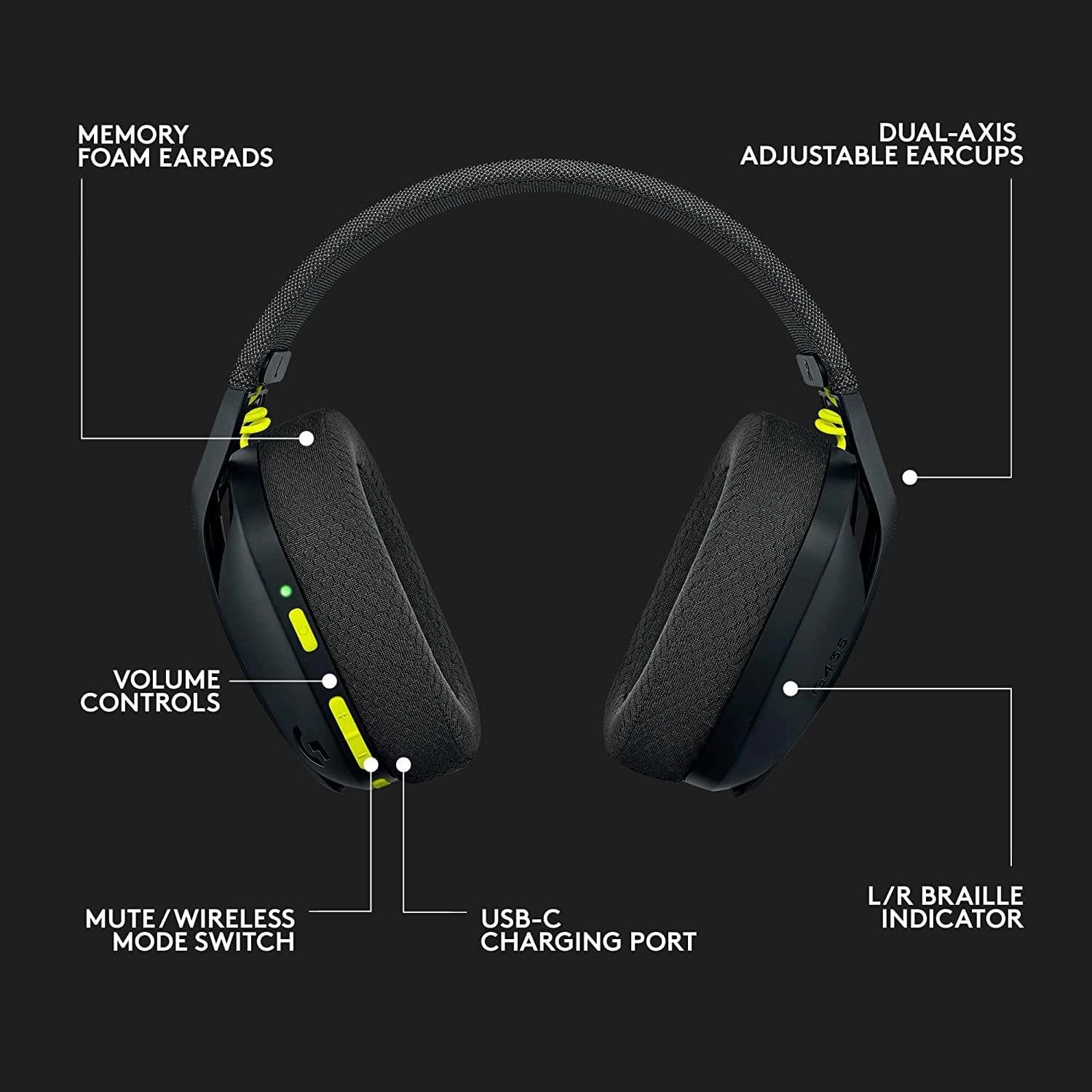 Logitech G435 LIGHTSPEED & Bluetooth Wireless Gaming Headset, Ultra-Lightweight 165g, Built-in Mics, 18h Battery, Dolby Atmos - PC, PS4, PS5, Switch - Black