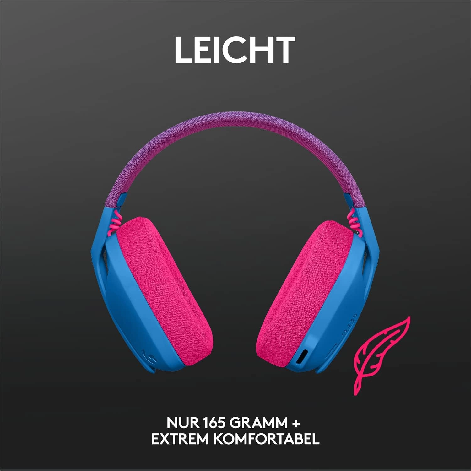 Logitech G435 Wireless Gaming Headset, Ultra-Lightweight 165g, 18h Battery, Built-in Mics, Dolby Atmos - PC, PS4, PS5, Switch