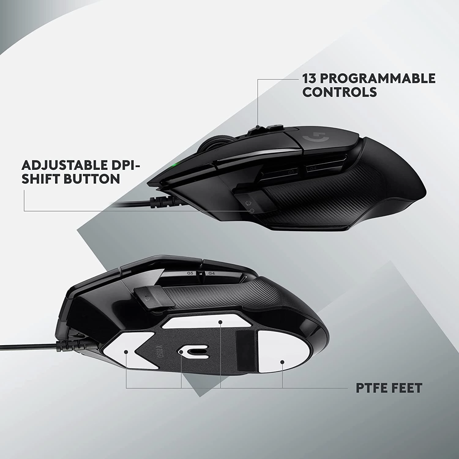 Logitech G502 X Wired Gaming Mouse - LIGHTFORCE Switches, HERO 25K Sensor, PC/macOS/Windows Compatible - Black