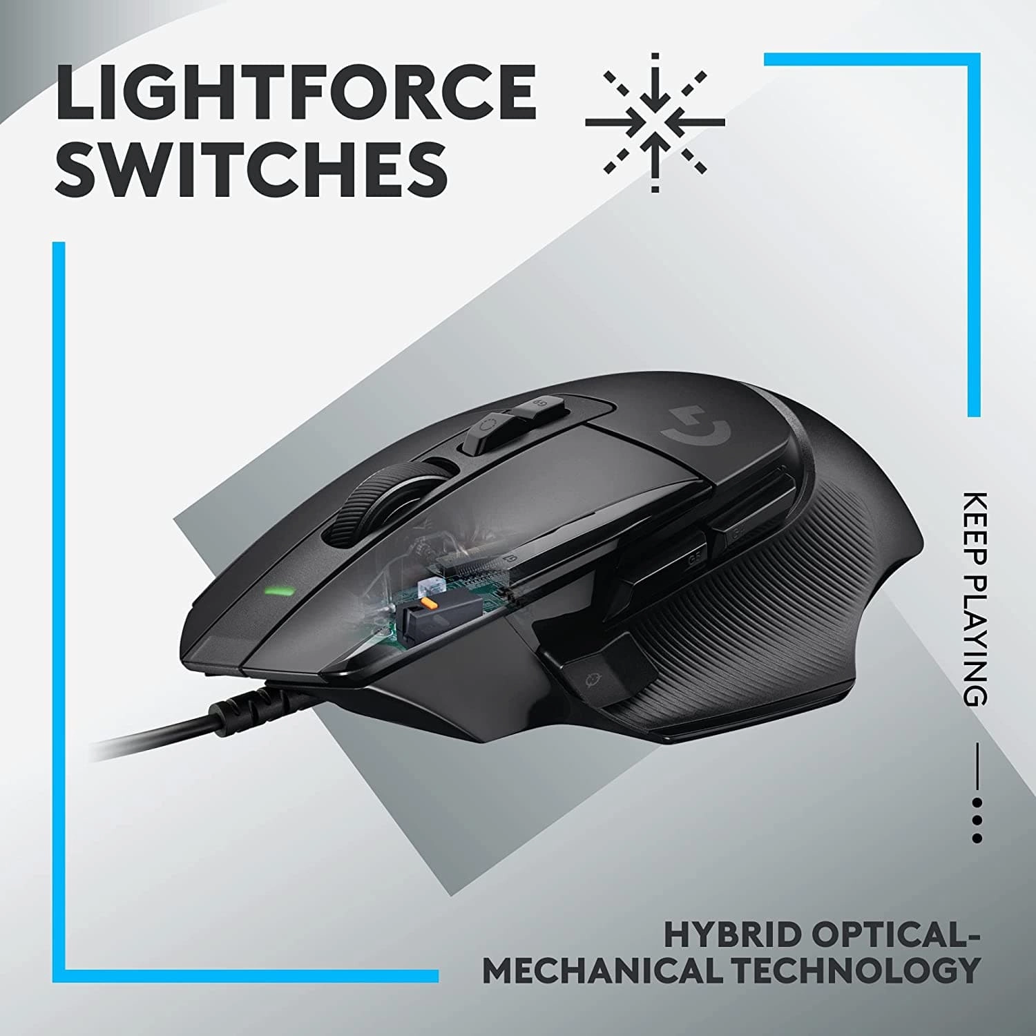 Logitech G502 X Wired Gaming Mouse - LIGHTFORCE Switches, HERO 25K Sensor, PC/macOS/Windows Compatible - Black