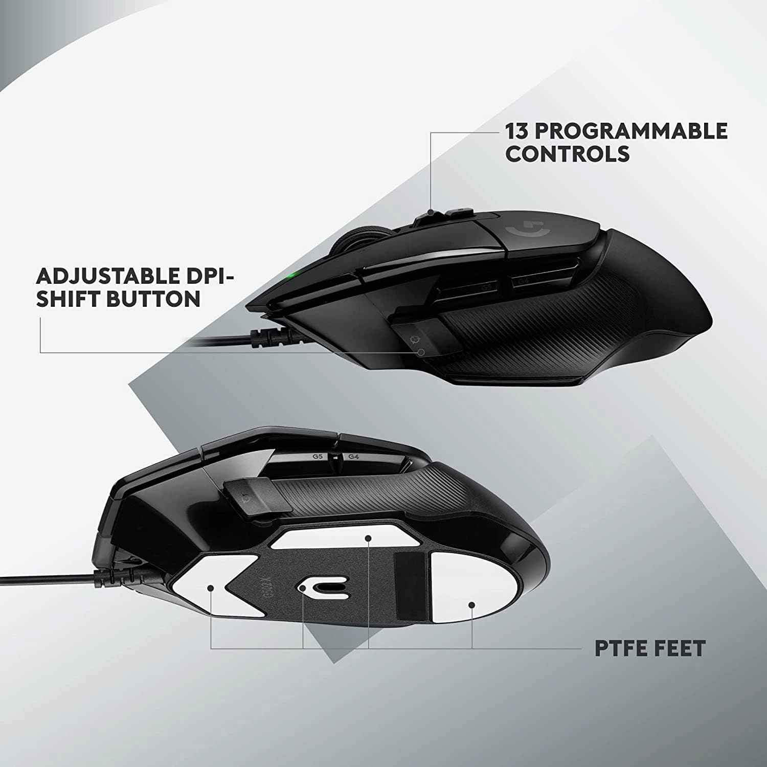 Logitech G502 X Wired Gaming Mouse - LIGHTFORCE Switches, HERO 25K Sensor, PC/macOS/Windows Compatible - Black