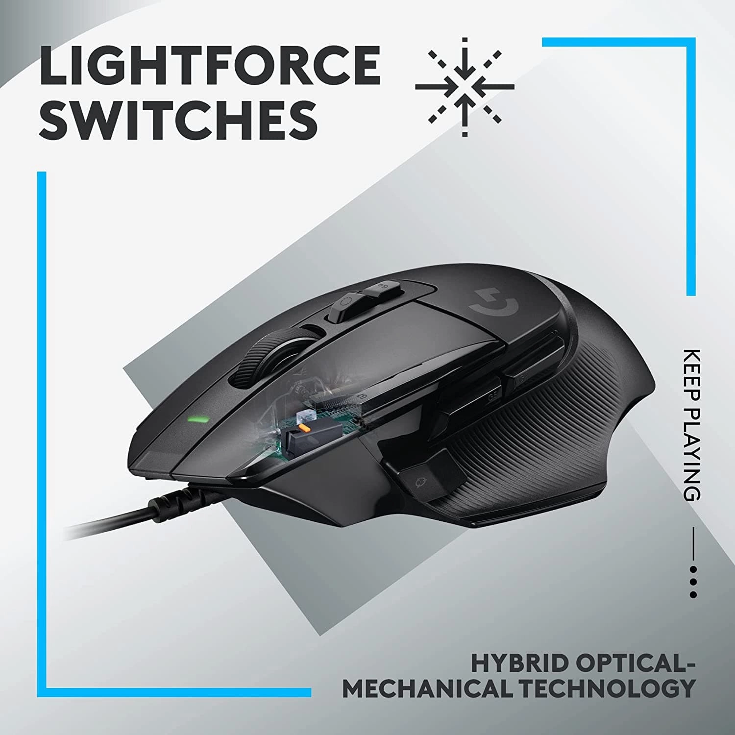 Logitech G502 X Wired Gaming Mouse - LIGHTFORCE Switches, HERO 25K Sensor, PC/macOS/Windows Compatible - Black