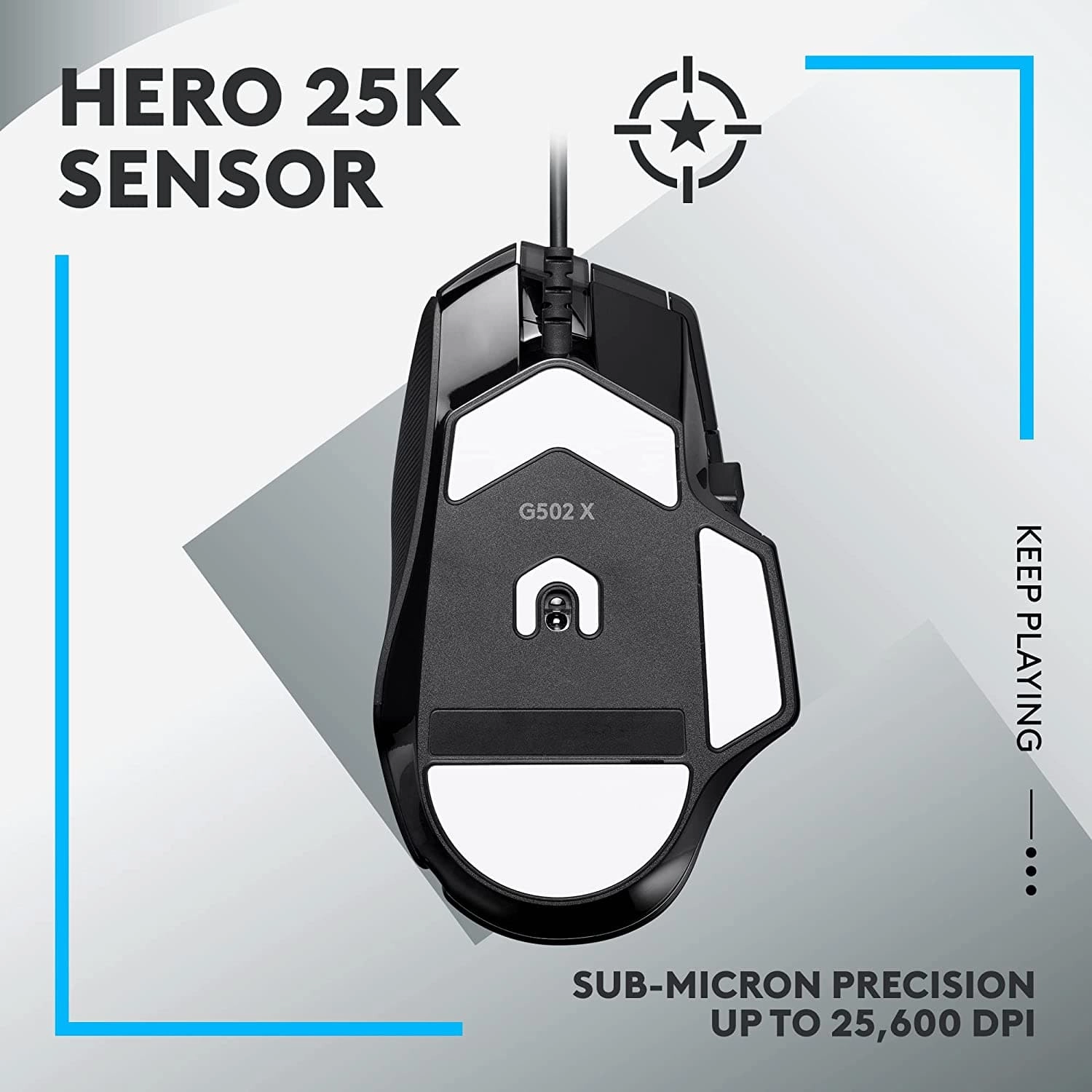Logitech G502 X Wired Gaming Mouse - LIGHTFORCE Switches, HERO 25K Sensor, PC/macOS/Windows Compatible - Black