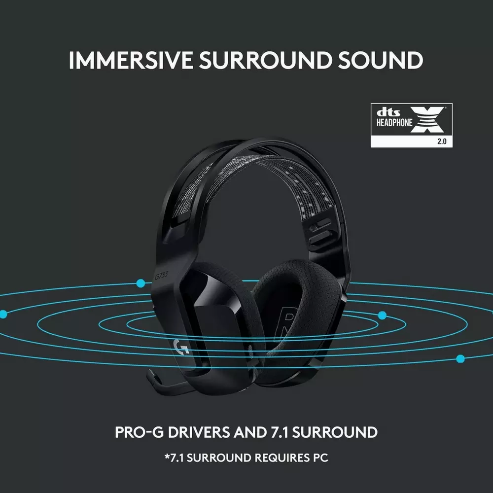 LOGITECH G733 LIGHTSPEED Wireless Gaming Headset [Black]