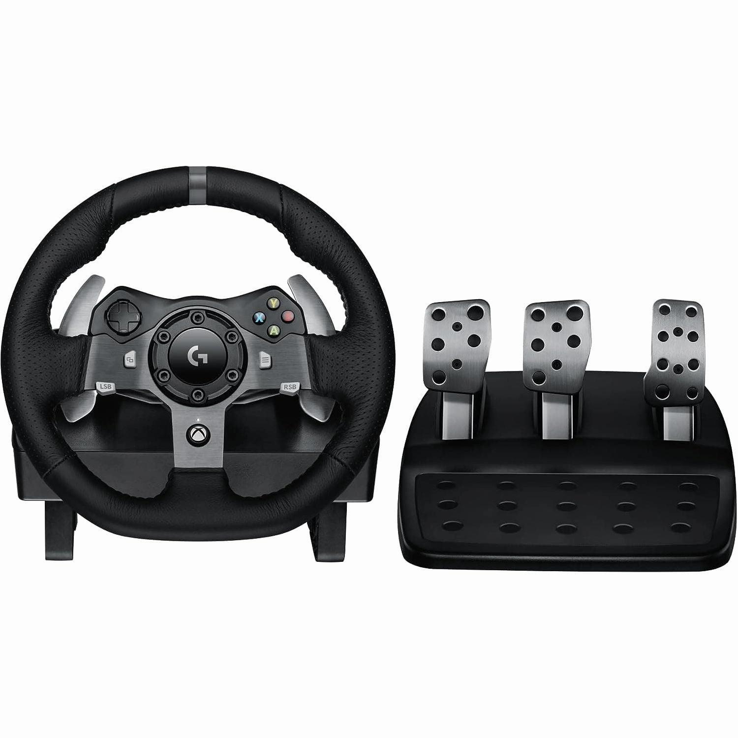Logitech G920 Driving Force Racing Wheel and Floor Pedals, Real Force Feedback, Stainless Steel Paddle Shifters, Leather Steering Wheel Cover for Xbox Series X|S, Xbox One, PC, Mac - Black desktop computers, gaming desktop pc, all in one desktop deals