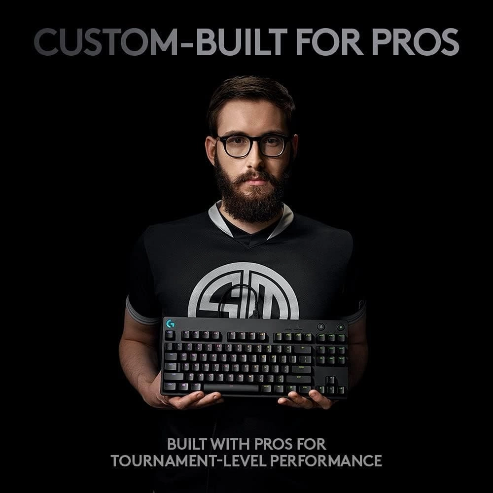 Logitech G PRO Mechanical Gaming Keyboard C Ultra Portable Tenkeyless Design, Detachable Micro USB Cable, Advanced GX Blue Clicky Switches, LIGHTSYNC RGB Backlit Keys, UK English, PC/Mac - Black