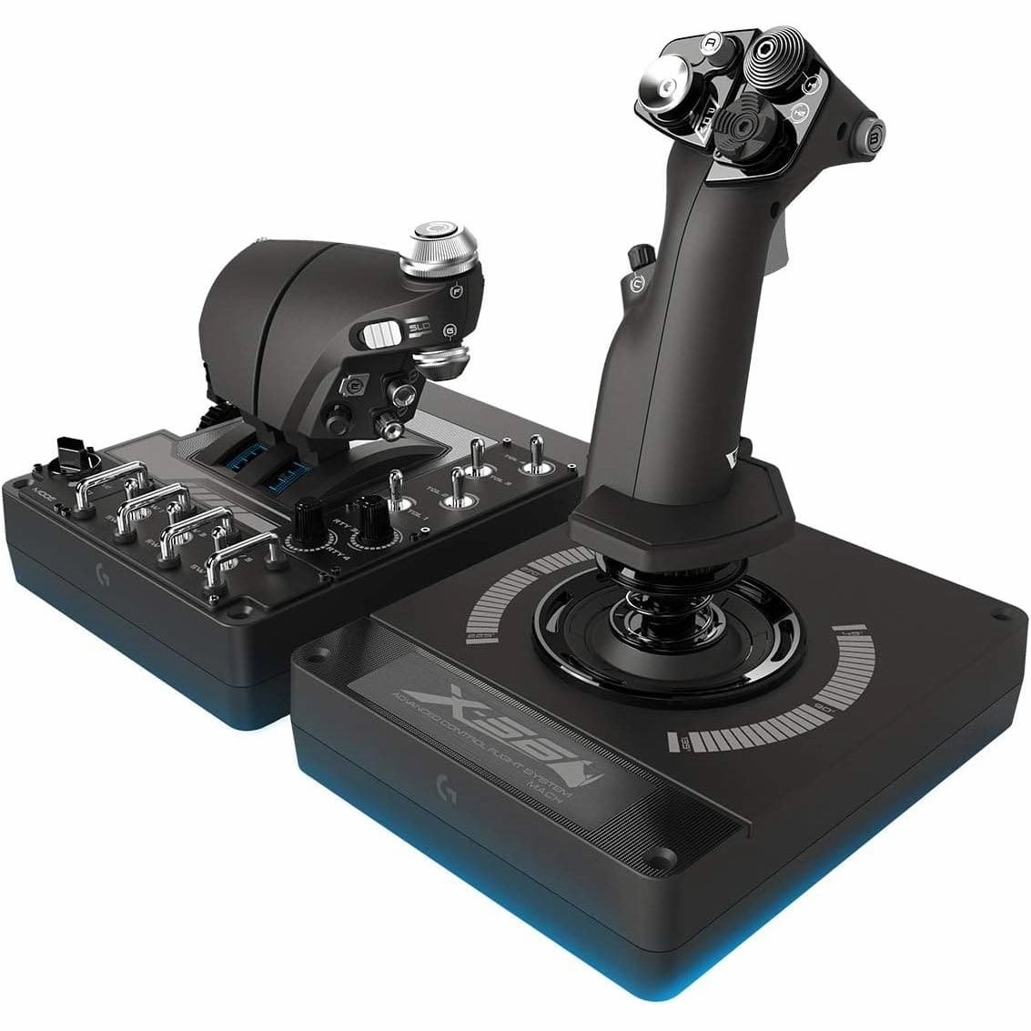 Logitech G X56 H.O.T.A.S Throttle and Joystick Flight Simulator Game Controller, 6 Dregrees of Freedom, 4 Spring Options,  189 Programmable Controls, RGB Lighting, 2x USB, PC - Black