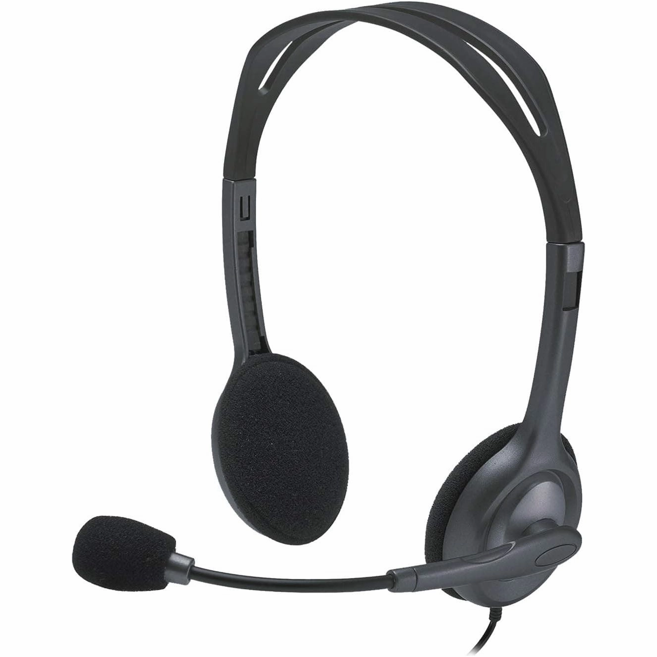 Logitech H111 Wired Headset, Stereo Headphones with Noise-Cancelling Microphone, 3.5 mm Audio Jack, PC/Mac/Laptop/Smartphone/Tablet - Black bluetooth headphones, cheap wireless headphones, headphones with mic
