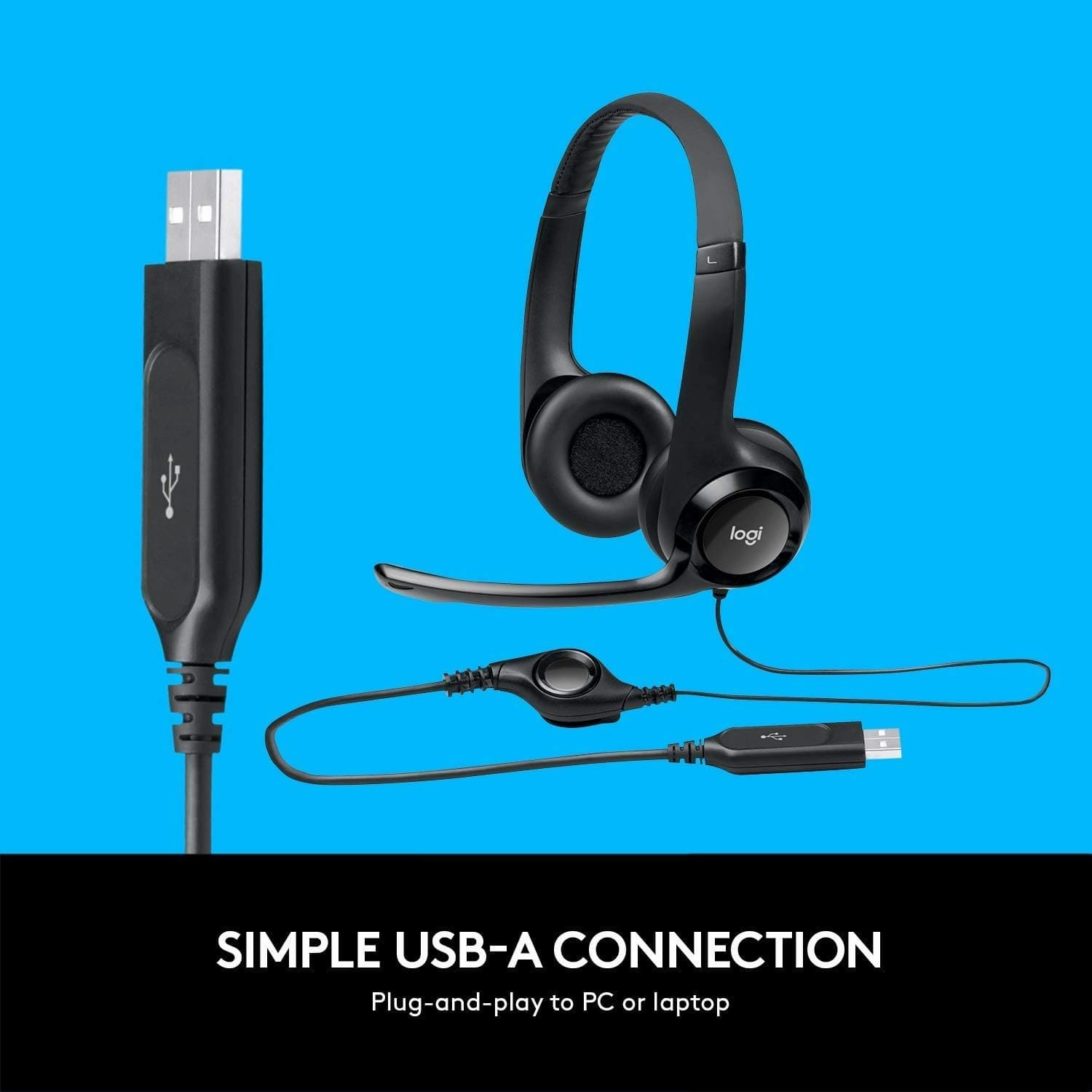 Logitech H390 USB Wired Headset - Black