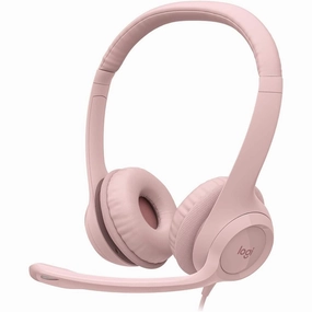 Logitech H390 Wired Headset - USB-A, Noise Cancelling Microphone, In-Line Controls, Stereo Sound, Compatible with PC/Laptop/Chromebook - Rose earbuds and headphones, true wireless earbuds, noise cancelling earbuds