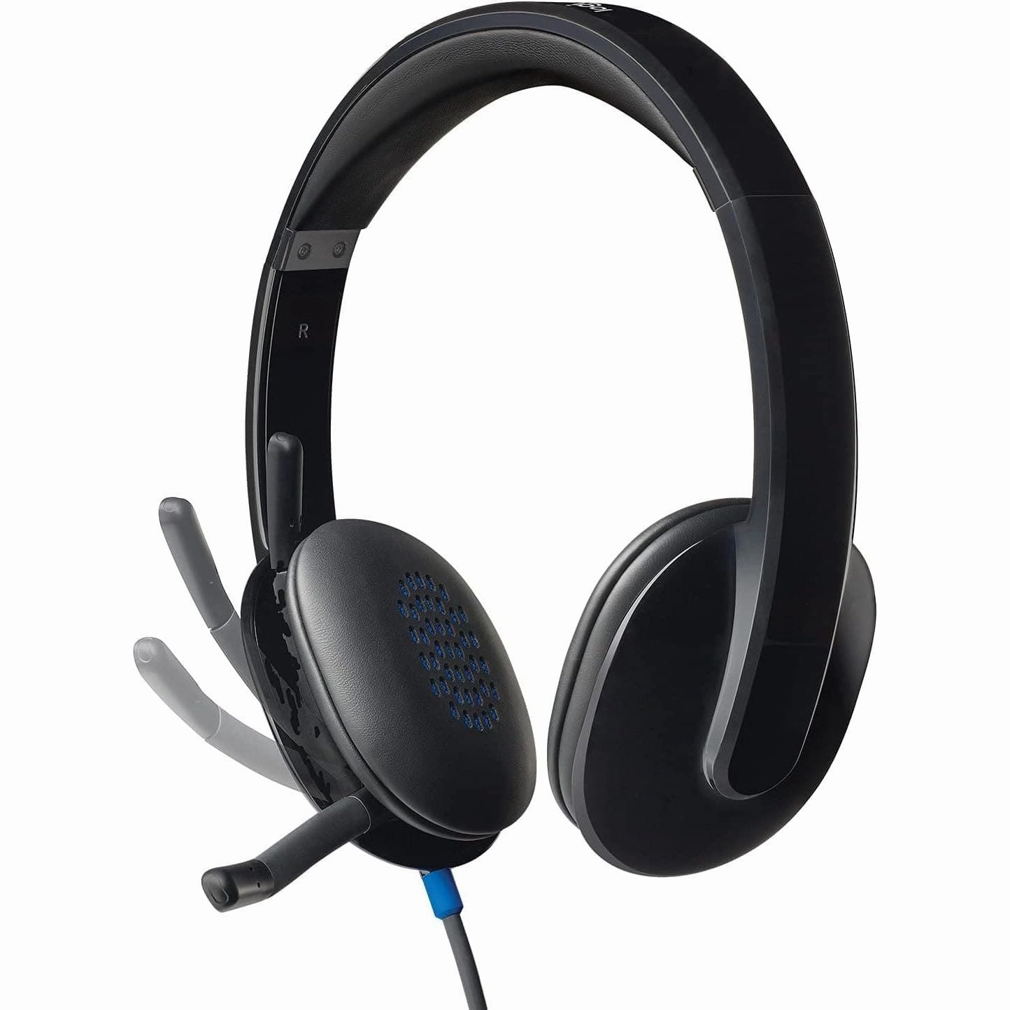 Logitech H540 Wired Headset, Stereo Headphone with Noise-Cancelling Microphone, USB, On-Ear Controls, Mute Indicator Light, PC/Mac/Laptop - Black