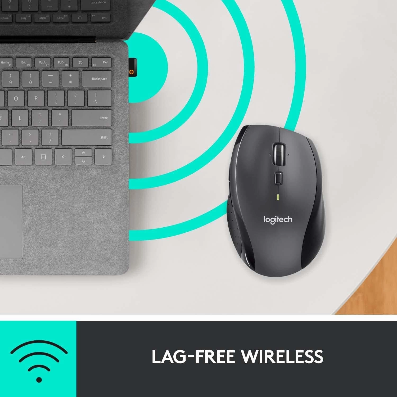 Logitech M705 Marathon Wireless Mouse, 2.4 GHz USB Unifying Receiver, 1000 DPI, 5-Programmable Buttons, 3-Year Battery, Compatible with PC, Mac, Laptop, Chromebook - Grey