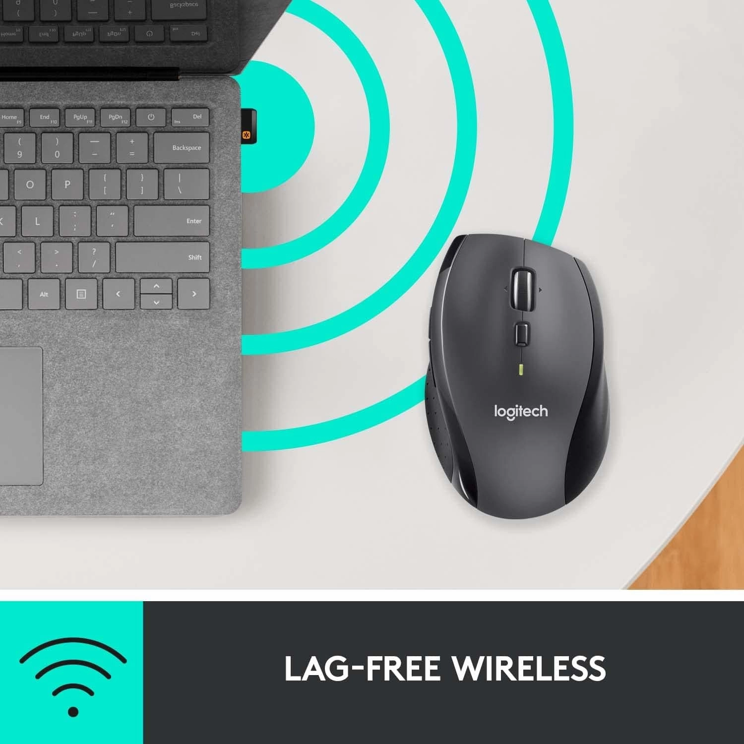 Logitech M705 Marathon Wireless Mouse, 2.4 GHz USB Unifying Receiver, 1000 DPI, 5-Programmable Buttons, 3-Year Battery, Compatible with PC, Mac, Laptop, Chromebook - Grey