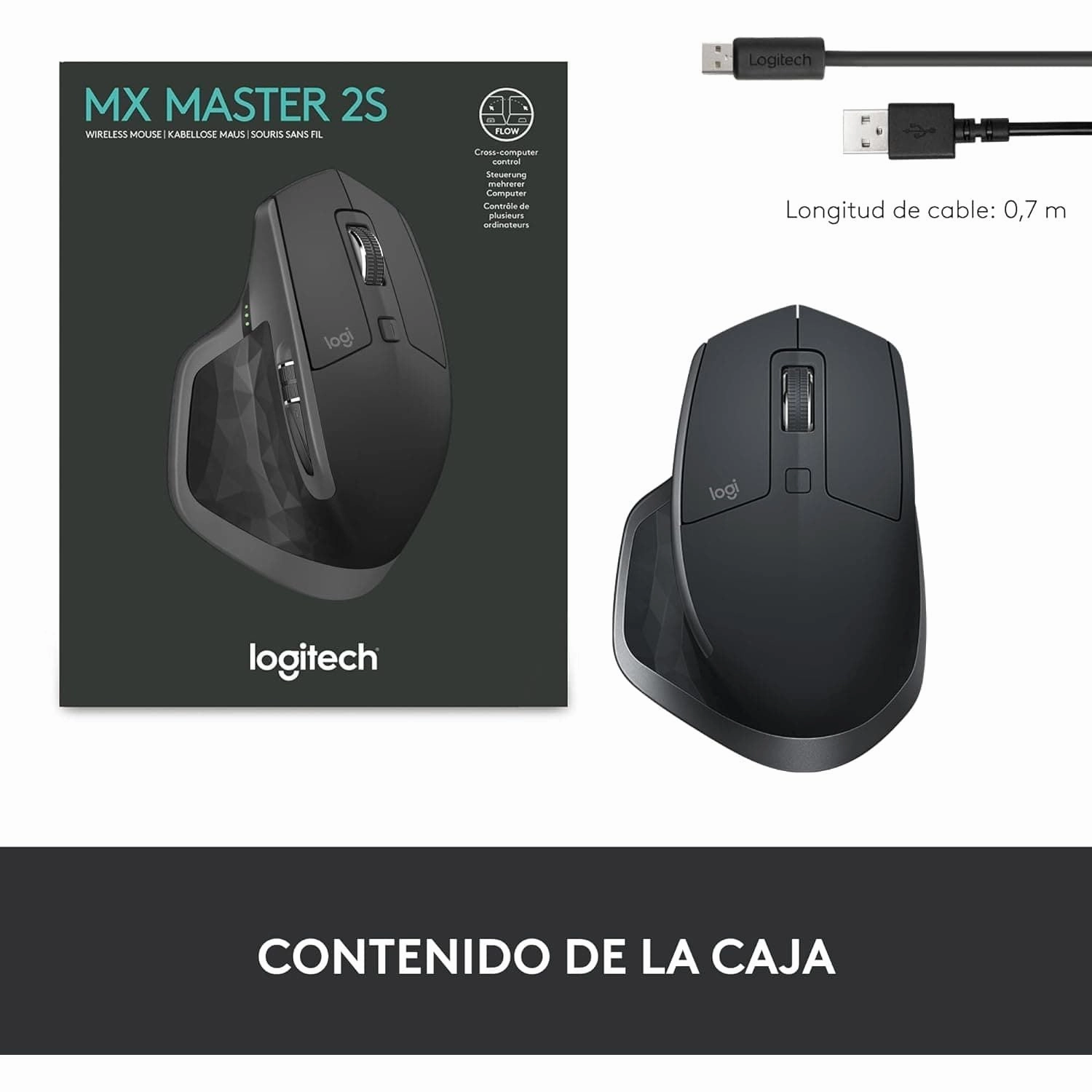 Logitech MX Master 2S Wireless Mouse with Flow Cross-Computer Control and File Sharing for PC and Mac, Grey