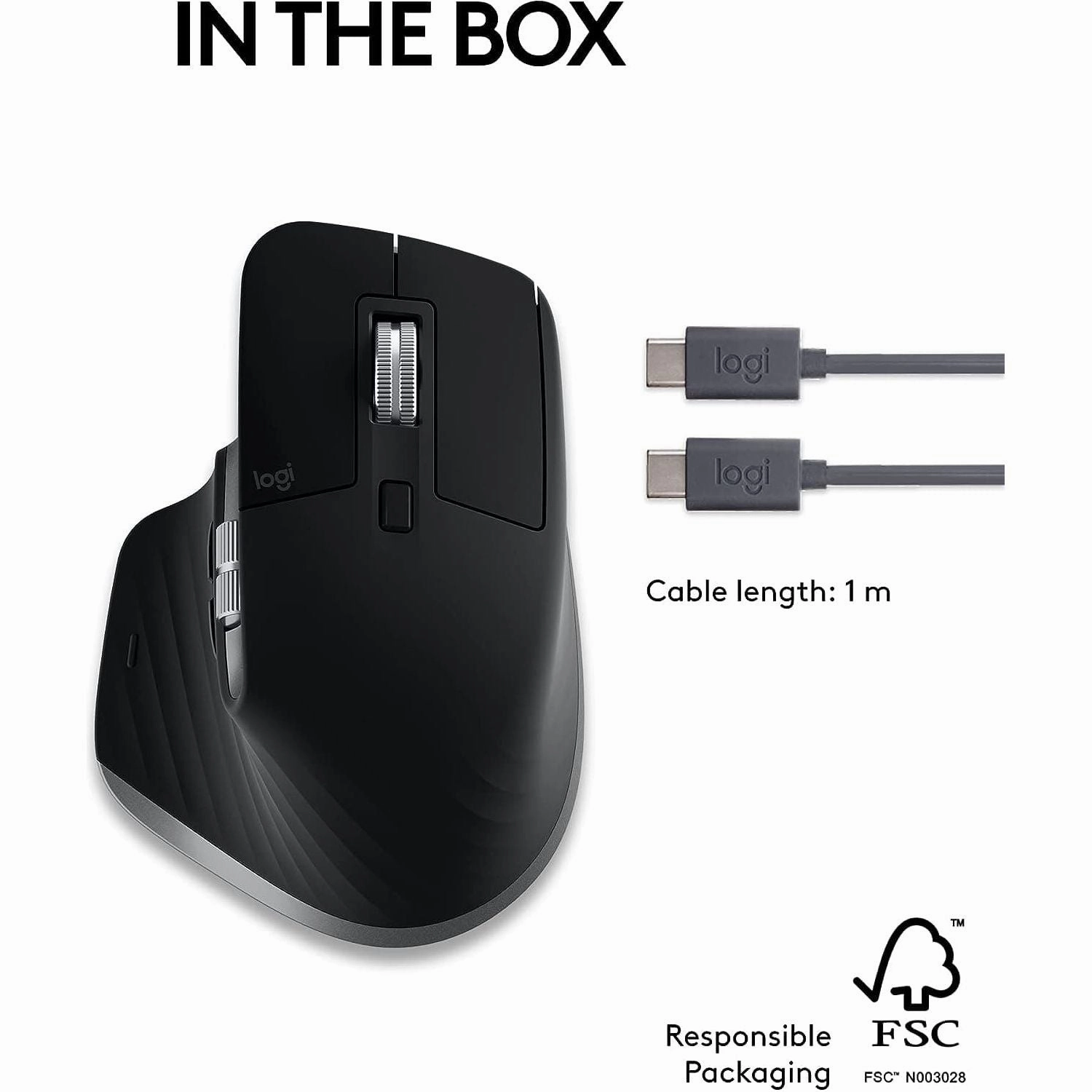 Logitech MX Master 3S for Mac - Wireless Bluetooth Mouse, Ultra-Fast Scrolling, 8K DPI, Quiet Clicks, Track on Glass, Customizable, USB-C, Space Grey