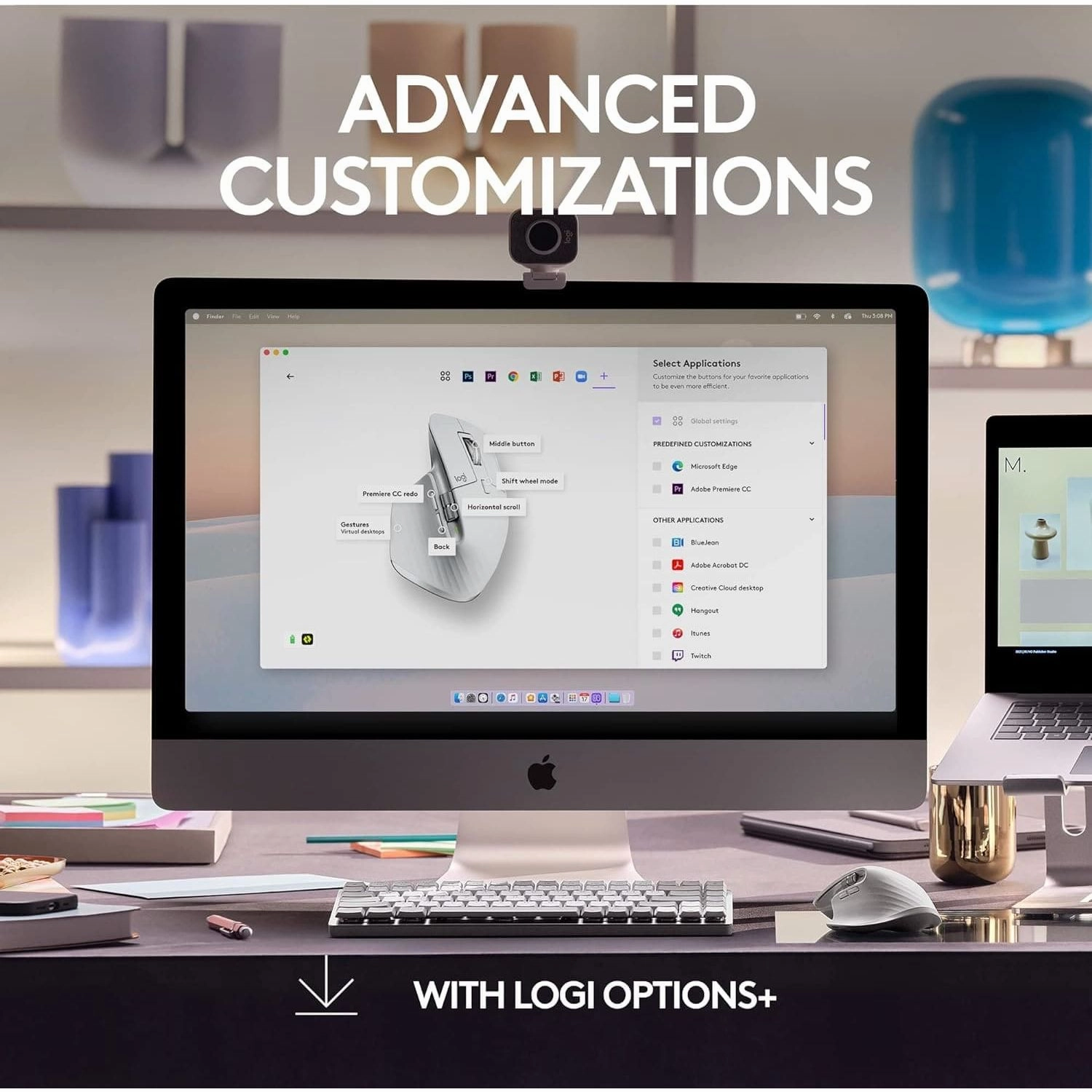 Logitech MX Master 3S for Mac - Wireless Bluetooth Mouse with Ultra-fast Scrolling, Ergo, 8K DPI, Quiet Clicks, Track on Glass, Customisation, USB-C, Apple, iPad - Pale Grey