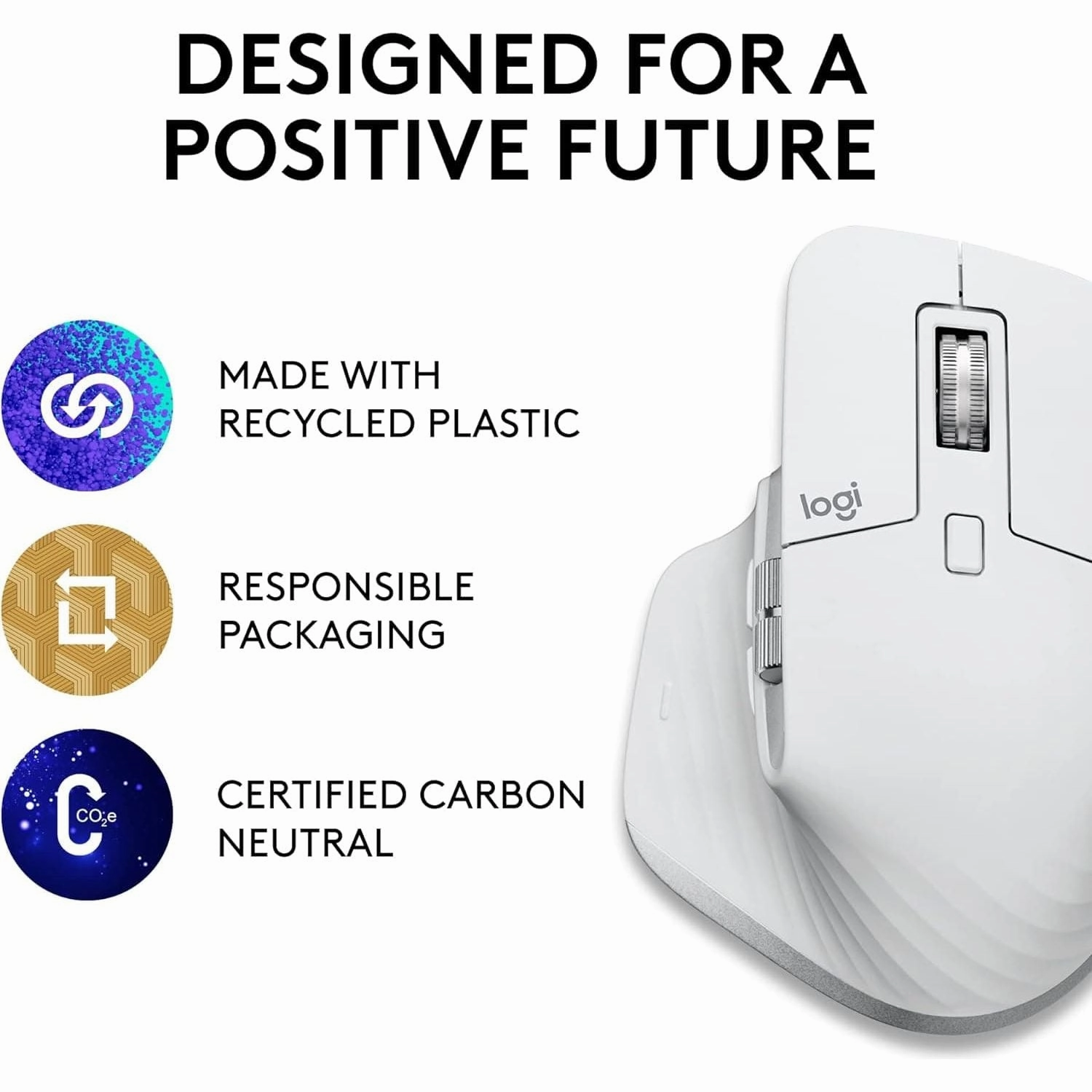 Logitech MX Master 3S for Mac - Wireless Bluetooth Mouse with Ultra-fast Scrolling, Ergo, 8K DPI, Quiet Clicks, Track on Glass, Customisation, USB-C, Apple, iPad - Pale Grey