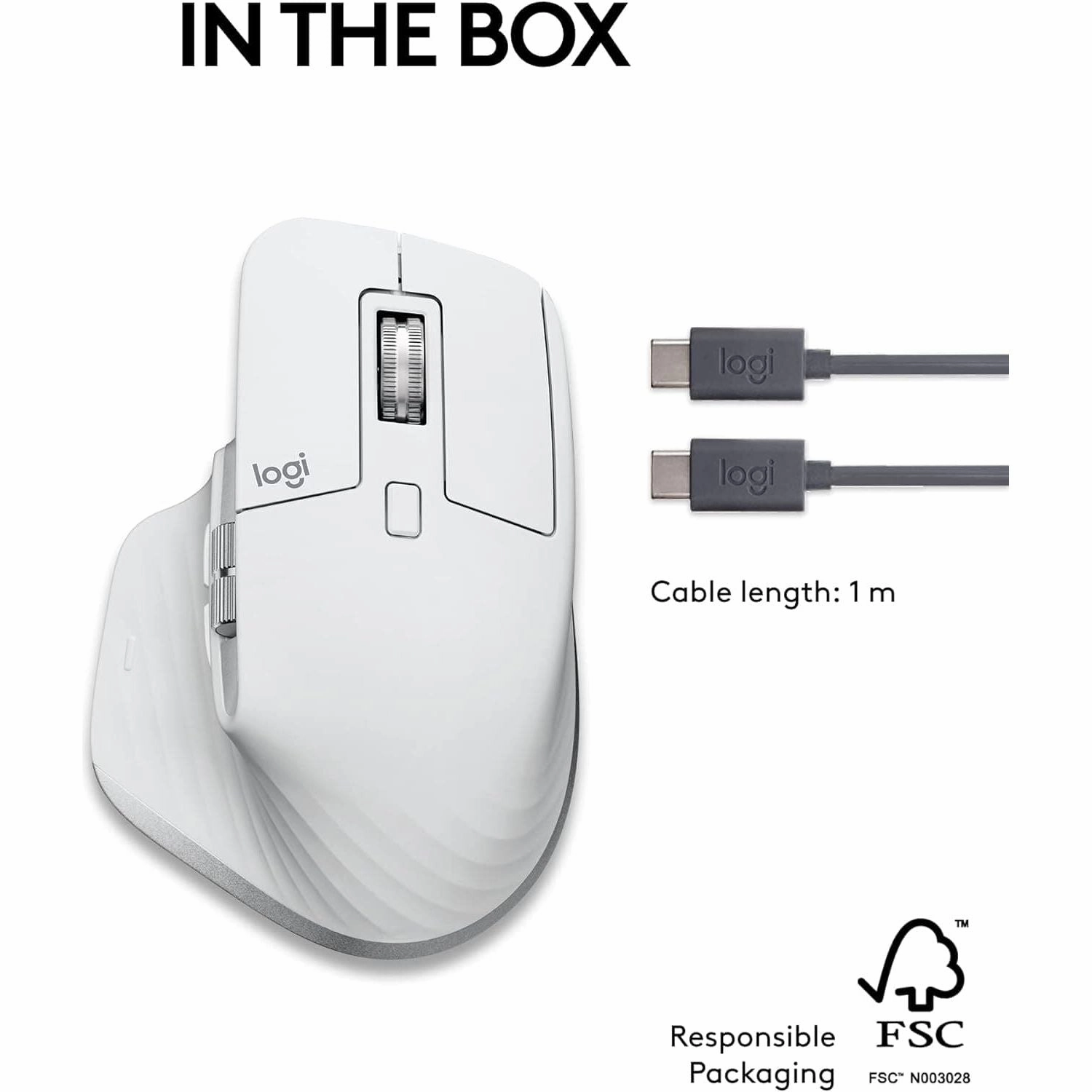Logitech MX Master 3S for Mac - Wireless Bluetooth Mouse with Ultra-fast Scrolling, Ergo, 8K DPI, Quiet Clicks, Track on Glass, Customisation, USB-C, Apple, iPad - Pale Grey