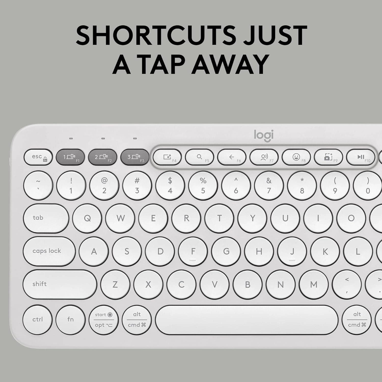 Logitech Pebble Keys 2 K380s, Multi-Device Bluetooth Wireless Keyboard with Customisable Shortcuts,Slim and Portable, Easy-Switch for Windows/macOS/iPadOS/Android/Chrome OS, QWERTY UK Layout, White