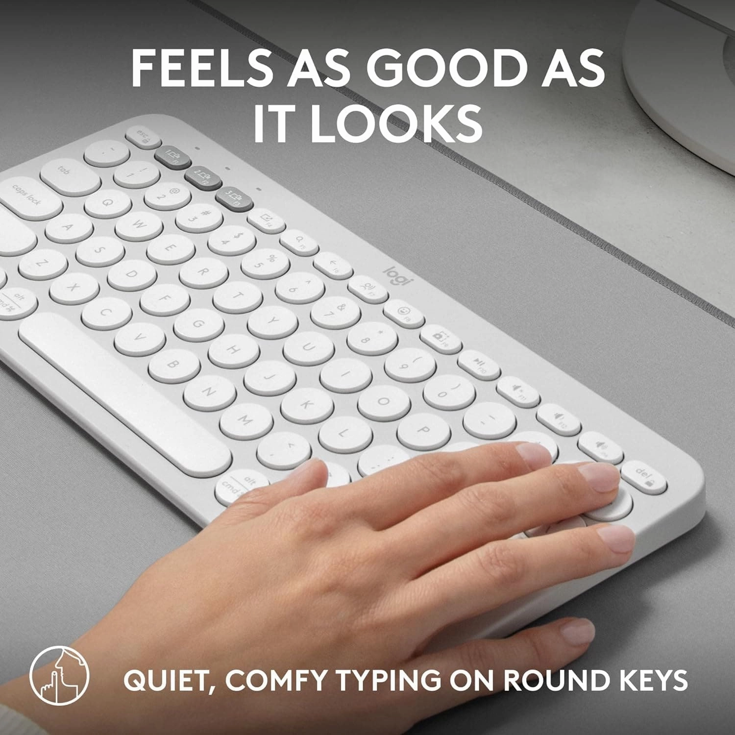 Logitech Pebble Keys 2 K380s, Multi-Device Bluetooth Wireless Keyboard with Customisable Shortcuts,Slim and Portable, Easy-Switch for Windows/macOS/iPadOS/Android/Chrome OS, QWERTY UK Layout, White