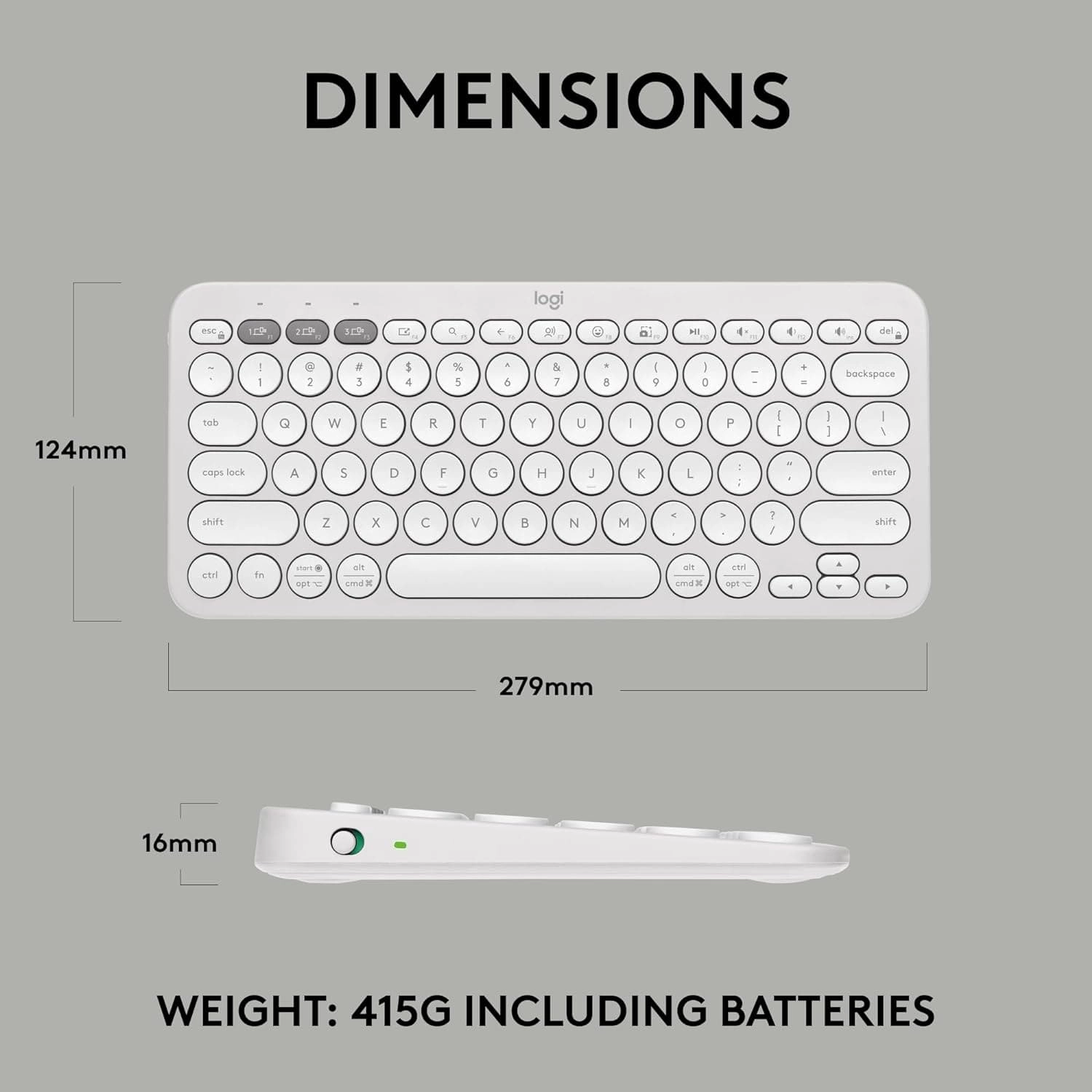 Logitech Pebble Keys 2 K380s, Multi-Device Bluetooth Wireless Keyboard with Customisable Shortcuts,Slim and Portable, Easy-Switch for Windows/macOS/iPadOS/Android/Chrome OS, QWERTY UK Layout, White