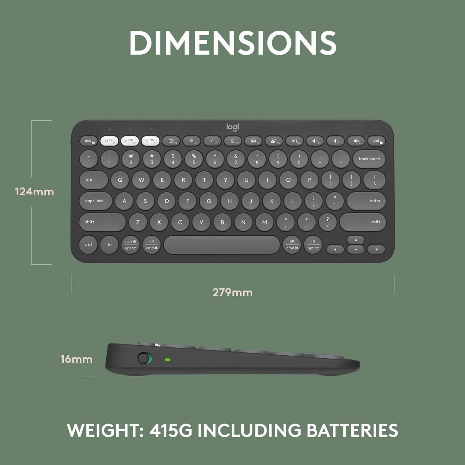 Logitech Pebble Keys 2 K380S Wireless Keyboard Graphite