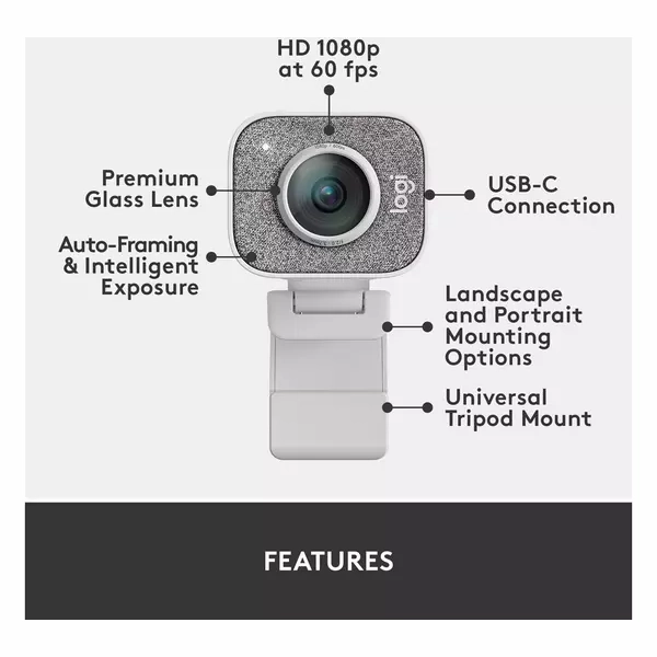 LOGITECH StreamCam Full HD USB-C Webcam - White